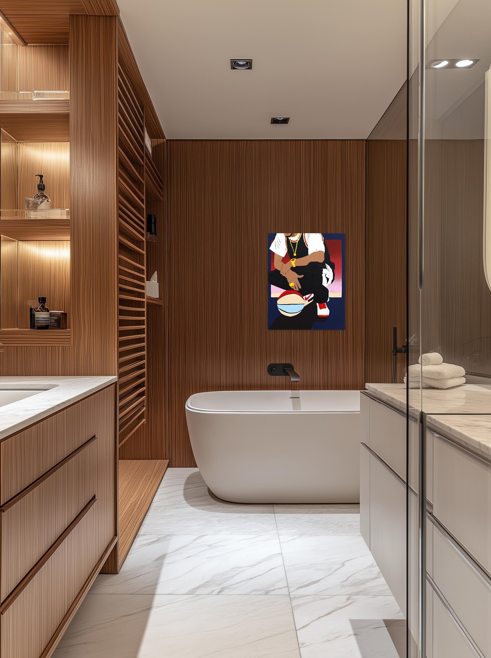 A Trophy my City - Zeitgenössisches figuratives Sportkunstwerk in Farbe getaucht im Angebot 1