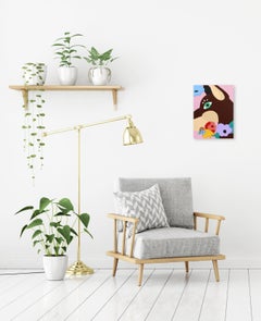 Aww U Ruined The Roses - Peinture figurative de chien animal - Artiste de Los Angeles