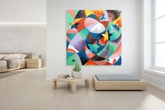 Playful Abstract Expression 'Bajo Las Estrellas' Large Abstract Colorful Artwork