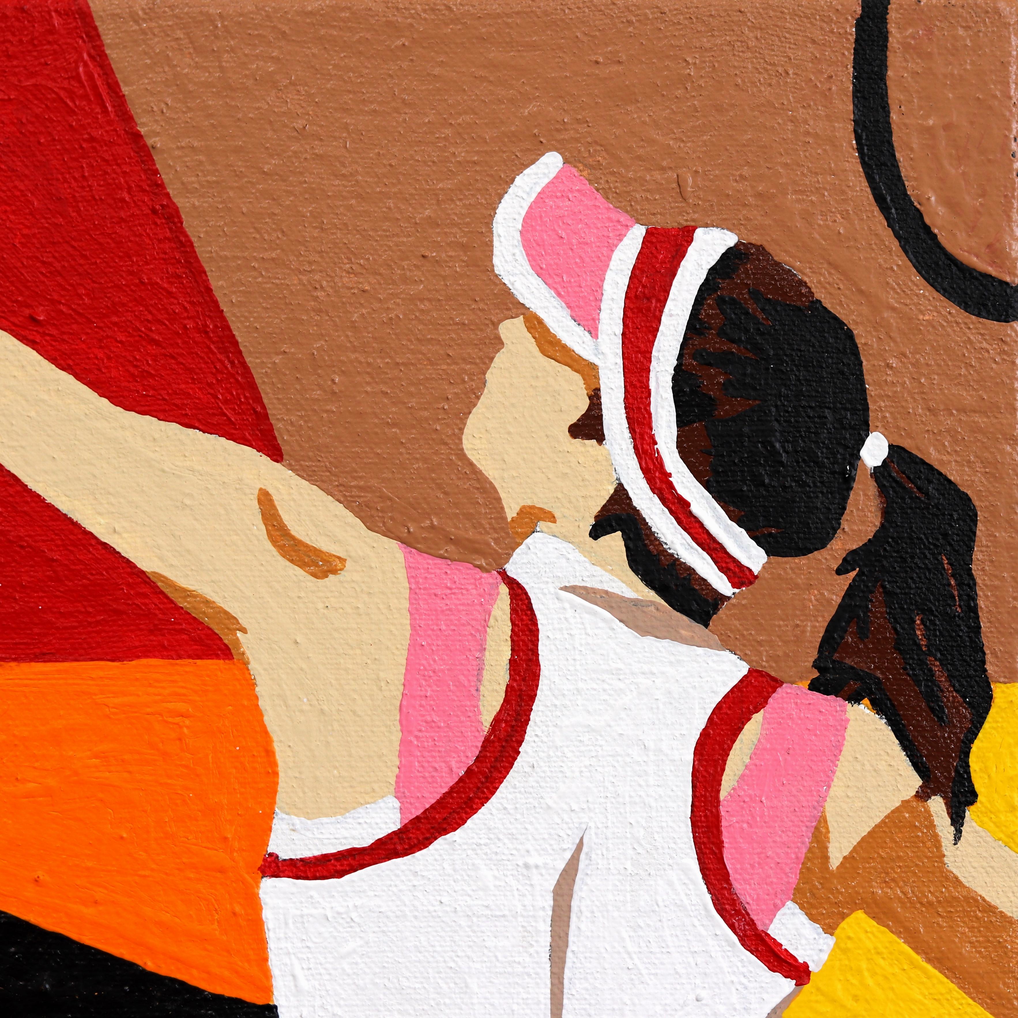 Bijan Serving - Vibrant Original Tennis Figurative Painting Los Angeles Artist For Sale 4
