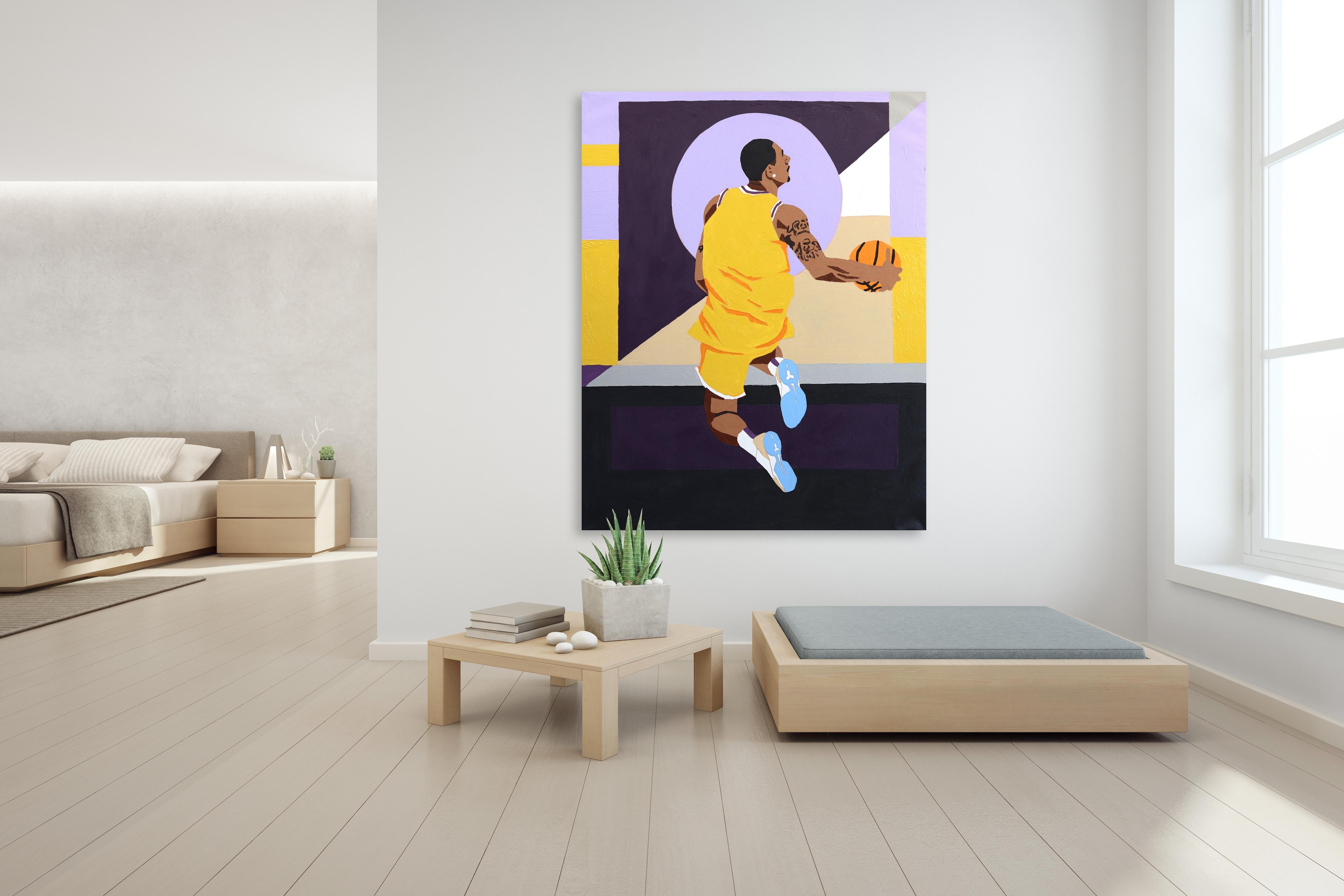 Como Kobe - Pintura Deportiva Contemporánea Dinámica de Baloncesto con Colores Vibrantes en venta 1