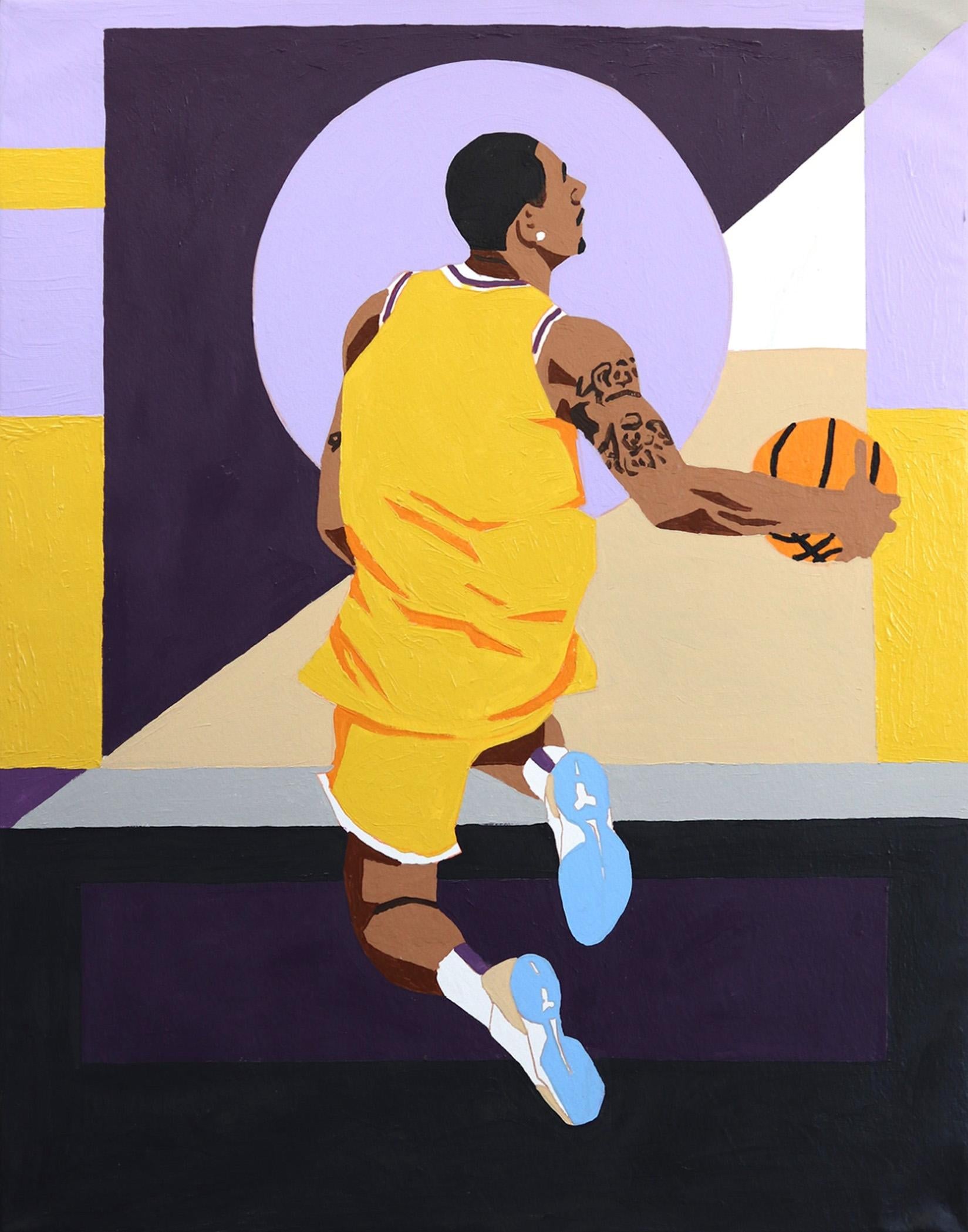 Peinture sur toile unique d'inspiration sportive contemporaine de basket-ball Como Kobe