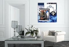 Four Letter Word - Originale figurativo astratto blu dell'artista di Los Angeles