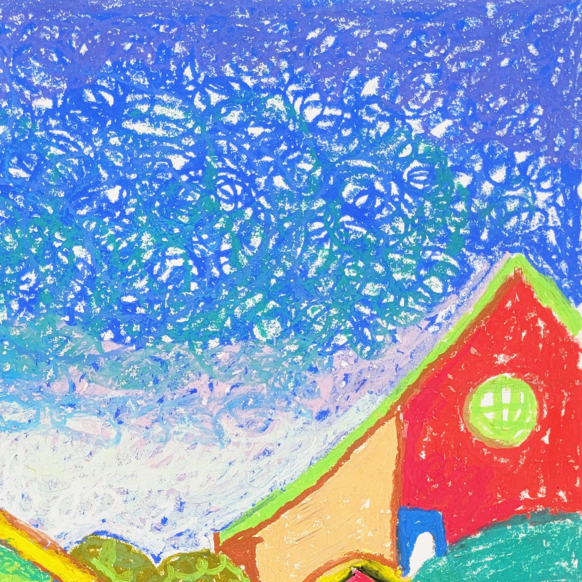 Línea Dorada - Paisaje Original Colorido Artista de Los Angeles en venta 1