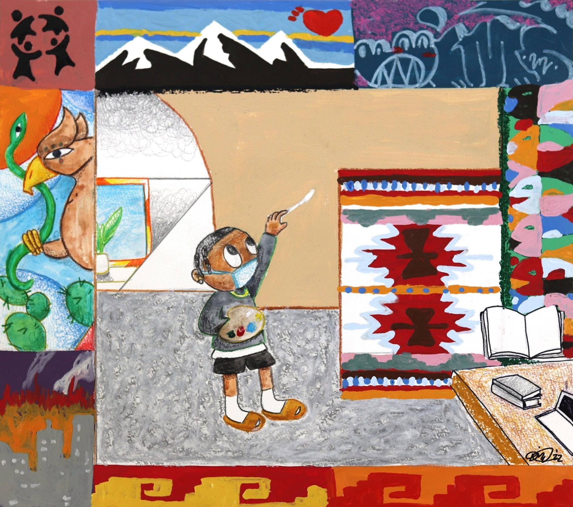 Lo Mejor - Contemporary Landscape Figurative Los Angeles Artist - Mixed Media Art by Danny Brown