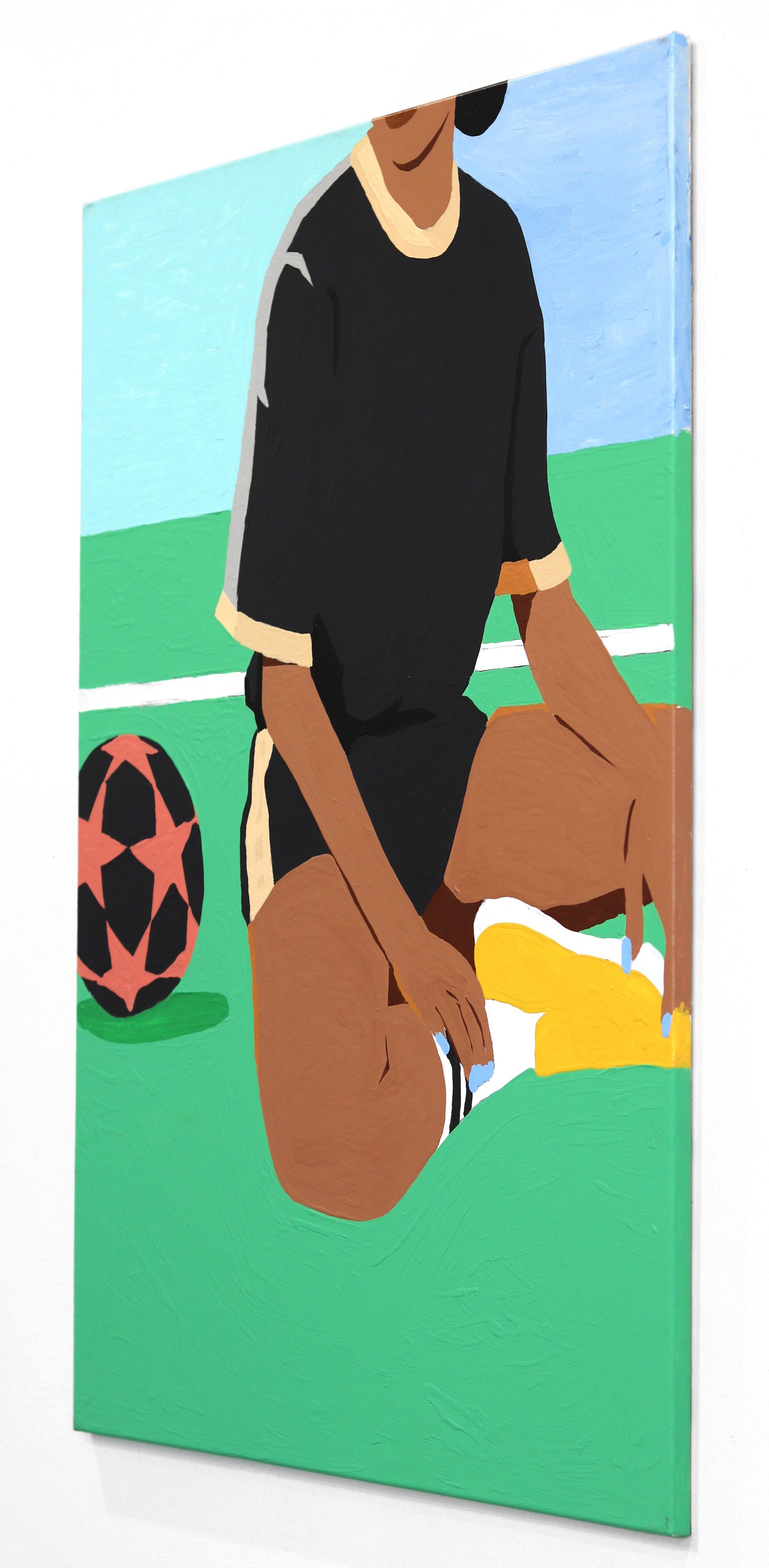 Official Like A Referee Whistle - Original Sport-Kunstwerk Soccer Gemälde (Grün), Figurative Painting, von Danny Brown