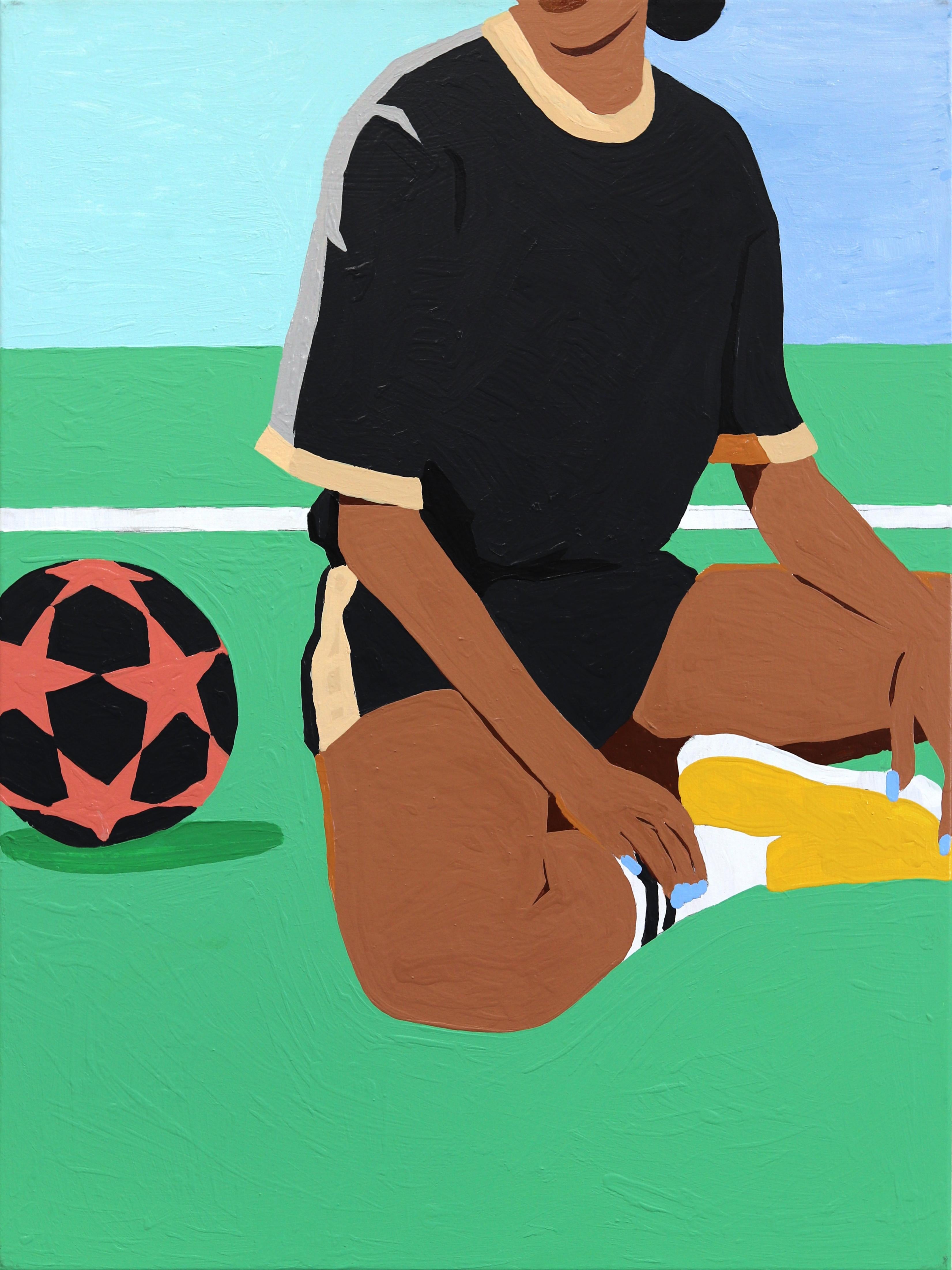Danny Brown Figurative Painting – Official Like A Referee Whistle - Original Sport-Kunstwerk Soccer Gemälde