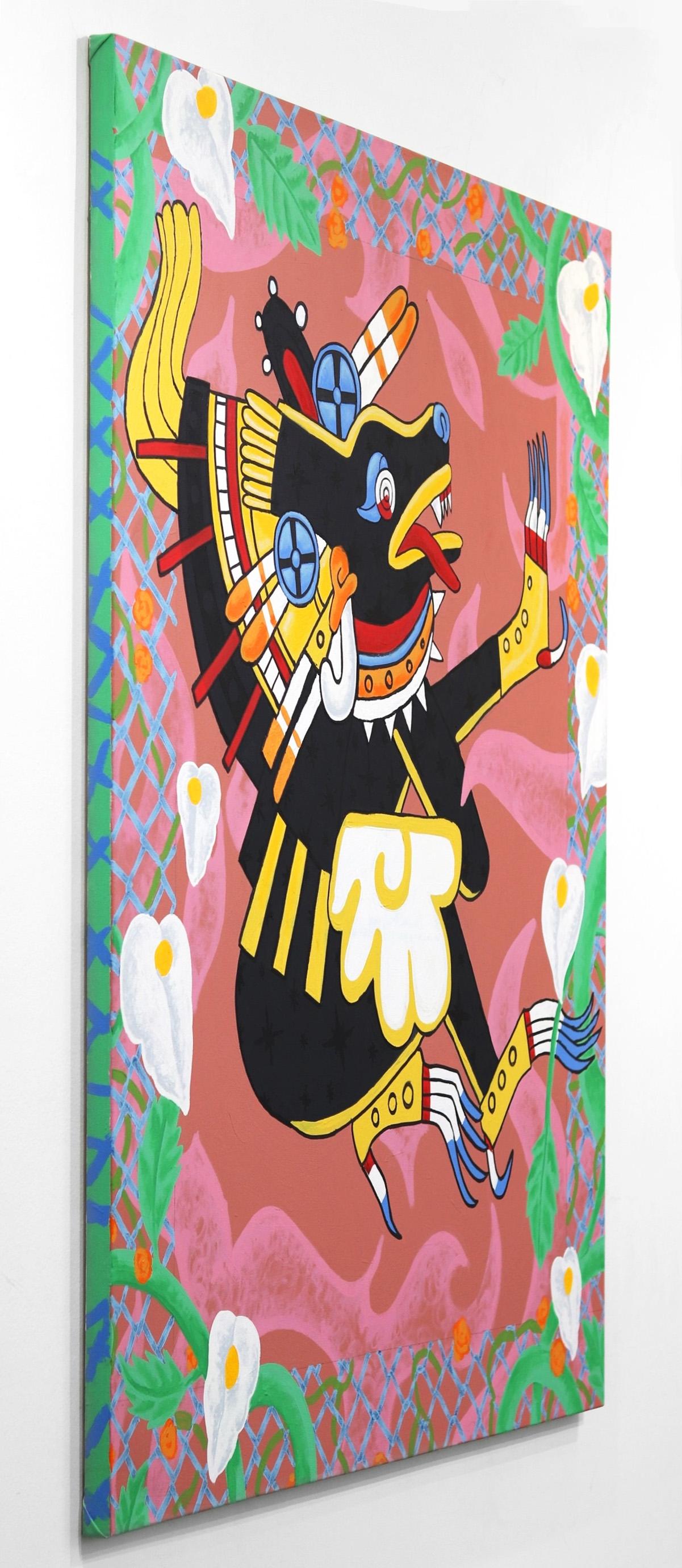 Para Todos Los Sonadores Y Sonadoras - Große kräftige Farben Vivid Original-Gemälde (Beige), Figurative Painting, von Danny Brown