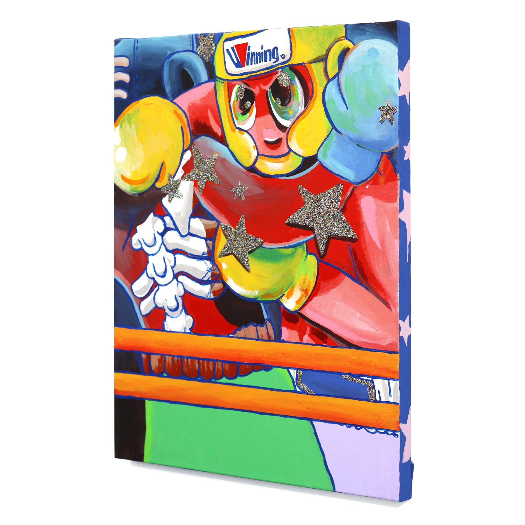 Pow Right in the Kisser - Zeitgenössische figurative Boxkunst in Farben getaucht im Angebot 1
