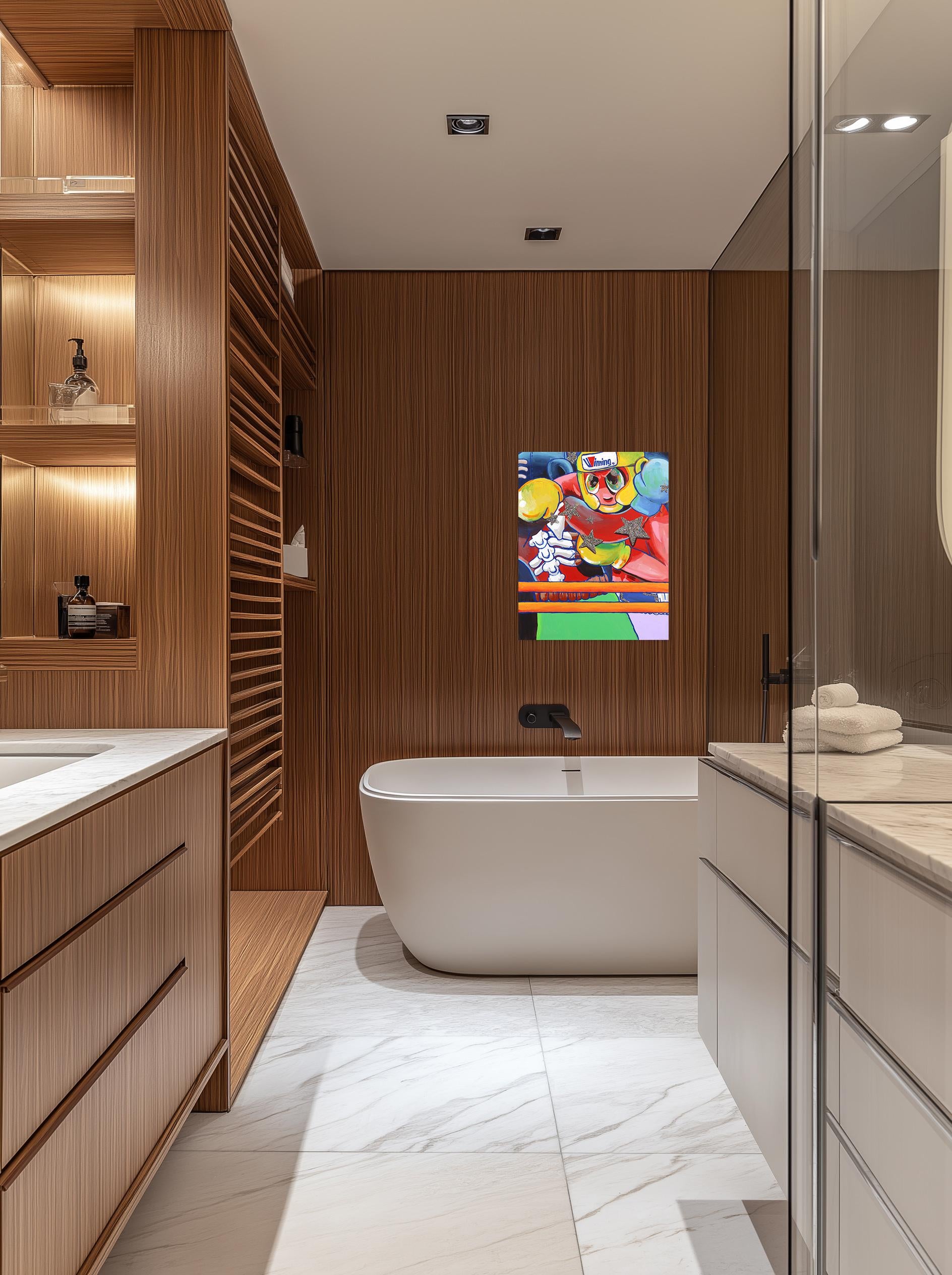 Pow Right in the Kisser - Zeitgenössische figurative Boxkunst in Farben getaucht im Angebot 3