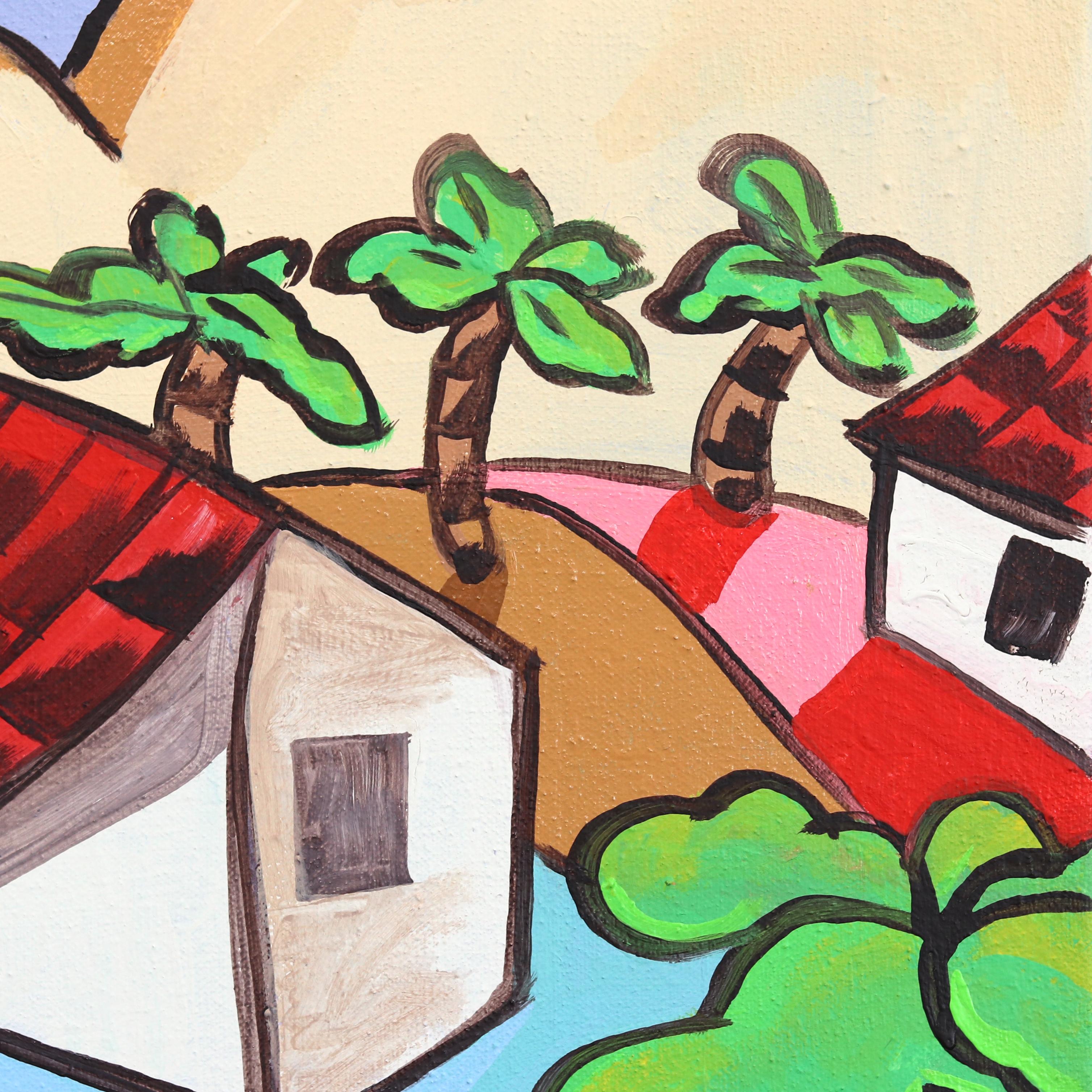 Somewhere Tropical - Peinture de paysage abstrait colorée de l'artiste de Los Angeles - Art urbain Painting par Danny Brown