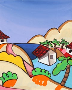 Somewhere Tropical - Buntes abstraktes Landschaftsgemälde eines Künstlers aus Los Angeles