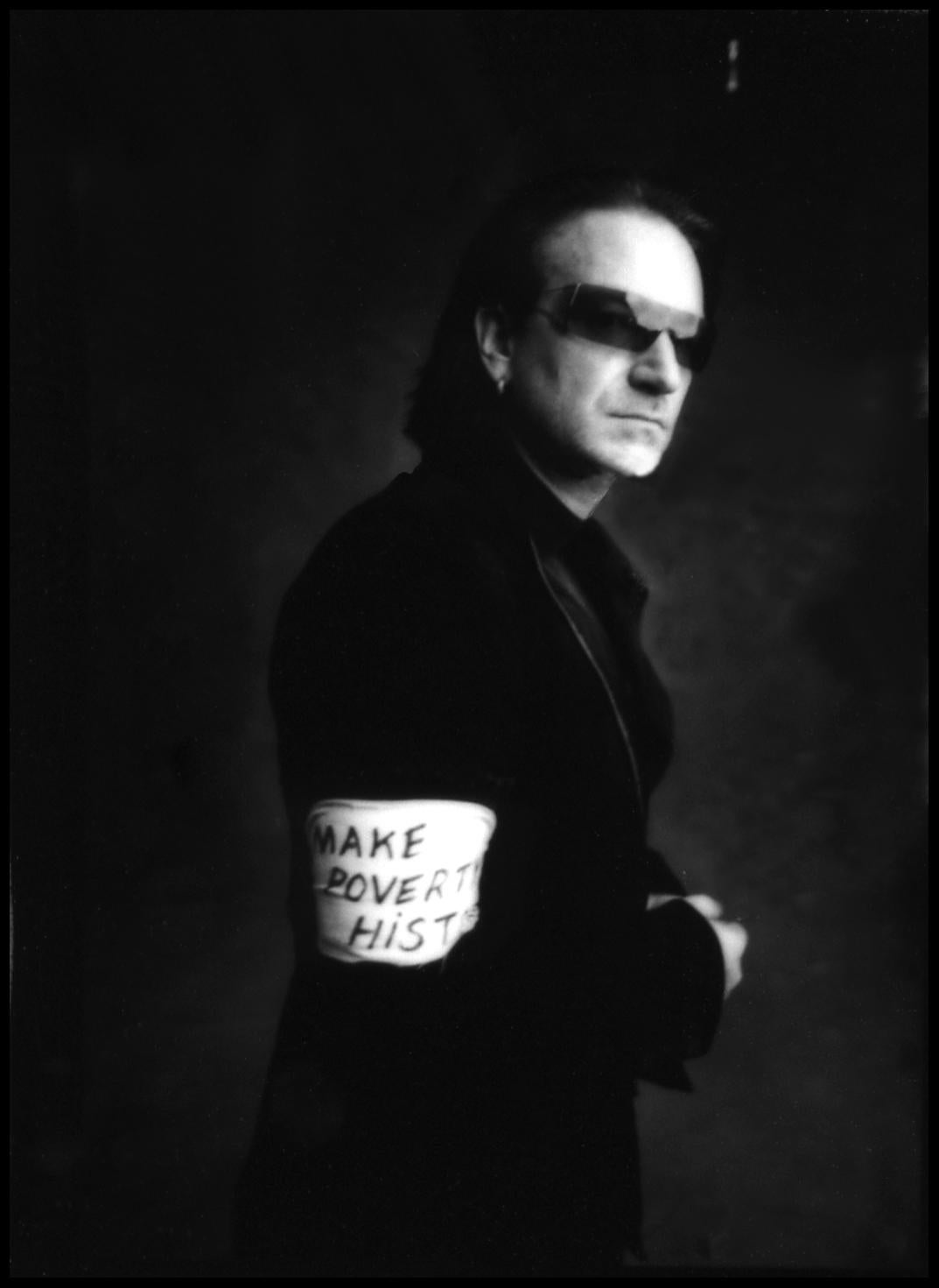 Danny Clinch Black and White Photograph - Bono - Make Poverty History
