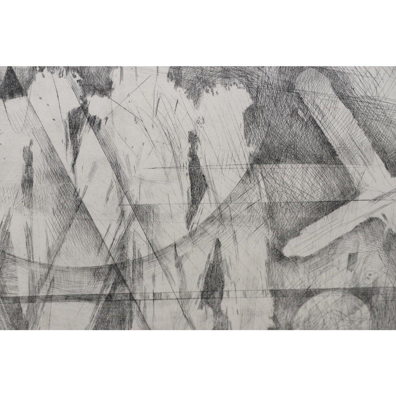 Danny Edwards Abstract Black & White Etching C.1989 For Sale 9