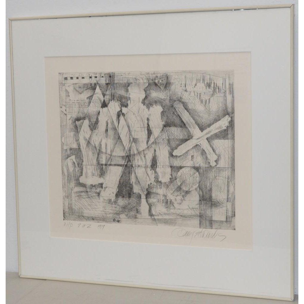 Danny Edwards Abstract Black & White Etching C.1989 For Sale 1
