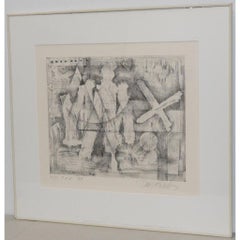 Danny Edwards Abstract Black & White Etching C.1989