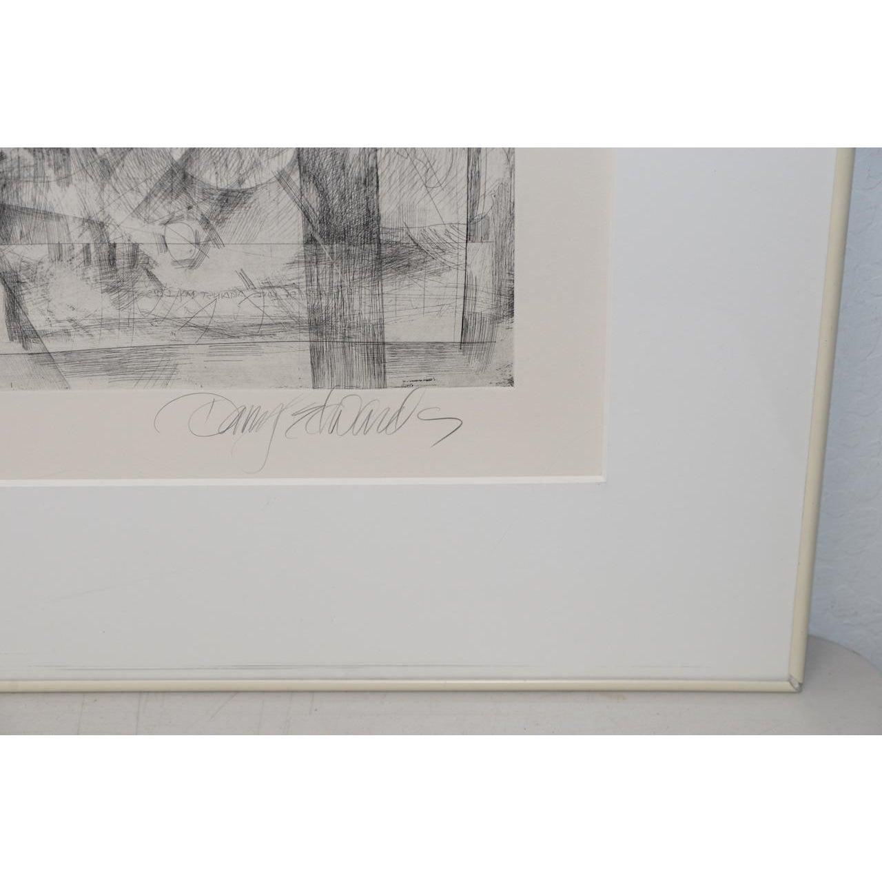 Danny Edwards Abstract Black & White Etching C.1989 For Sale 3