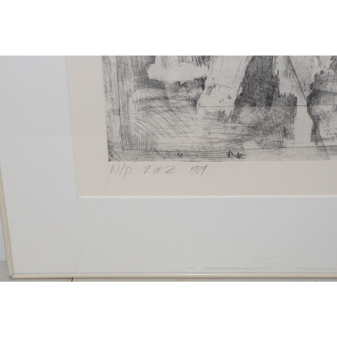 Danny Edwards Abstract Black & White Etching C.1989 For Sale 4