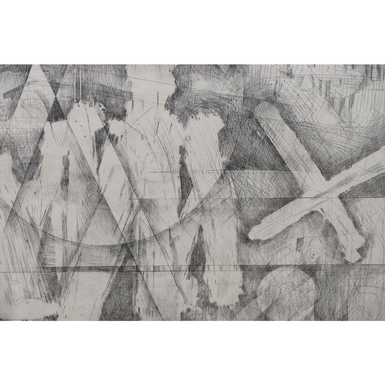 Danny Edwards Abstract Black & White Etching C.1989 For Sale 7