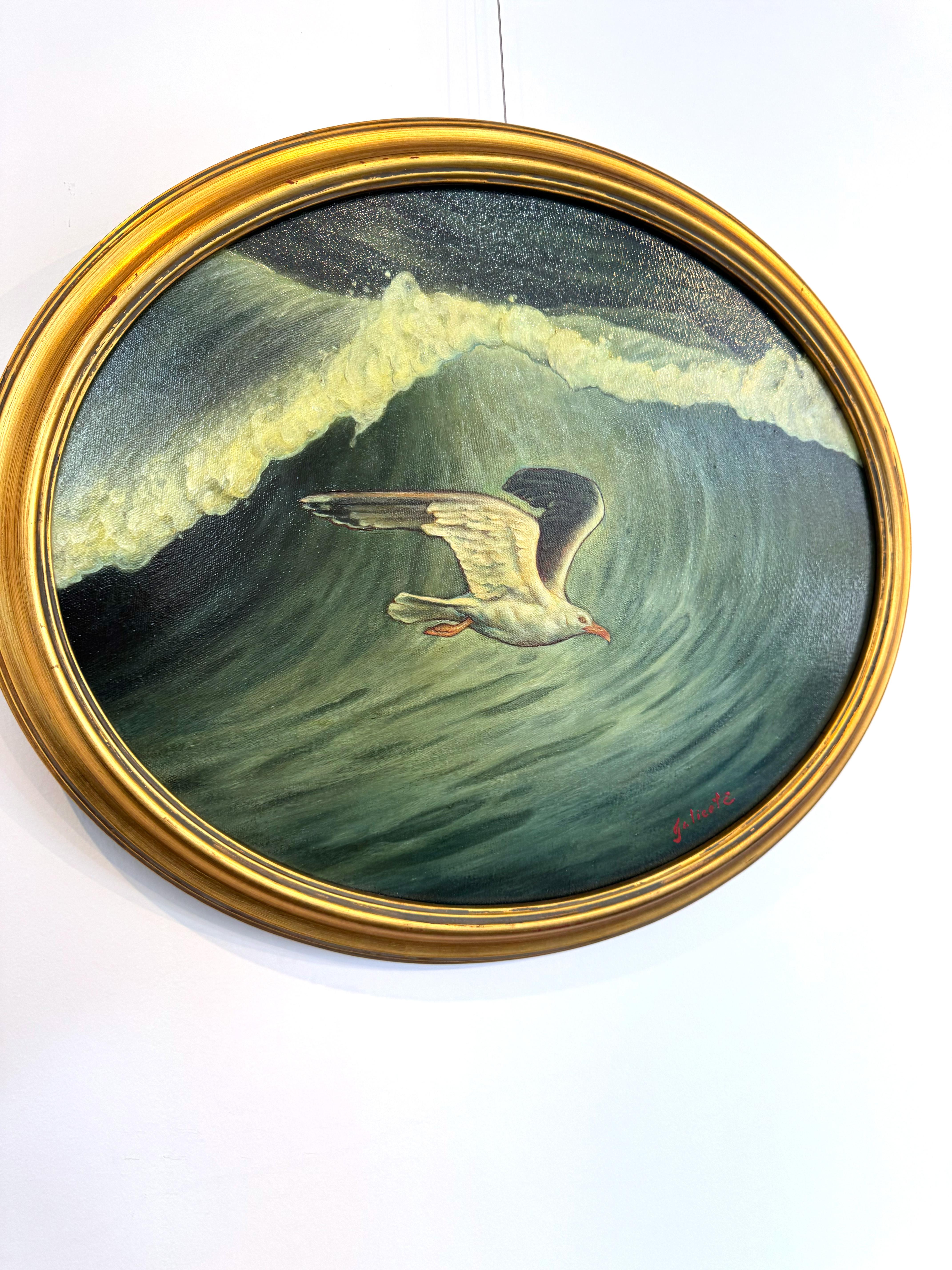 Bird 'n Barrel, Danny Galieote, Óleo sobre lienzo, Paisaje marino y pájaros, Americana Pop en venta 7