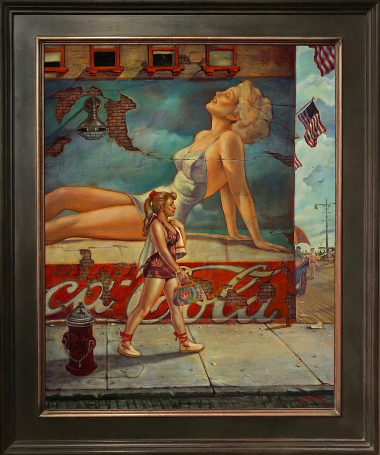 Boardwalk Beauty, Danny Galieote, Oil on Canvas, Pop Art, Americana-Figurative - American Realist Painting by Danny Galieote
