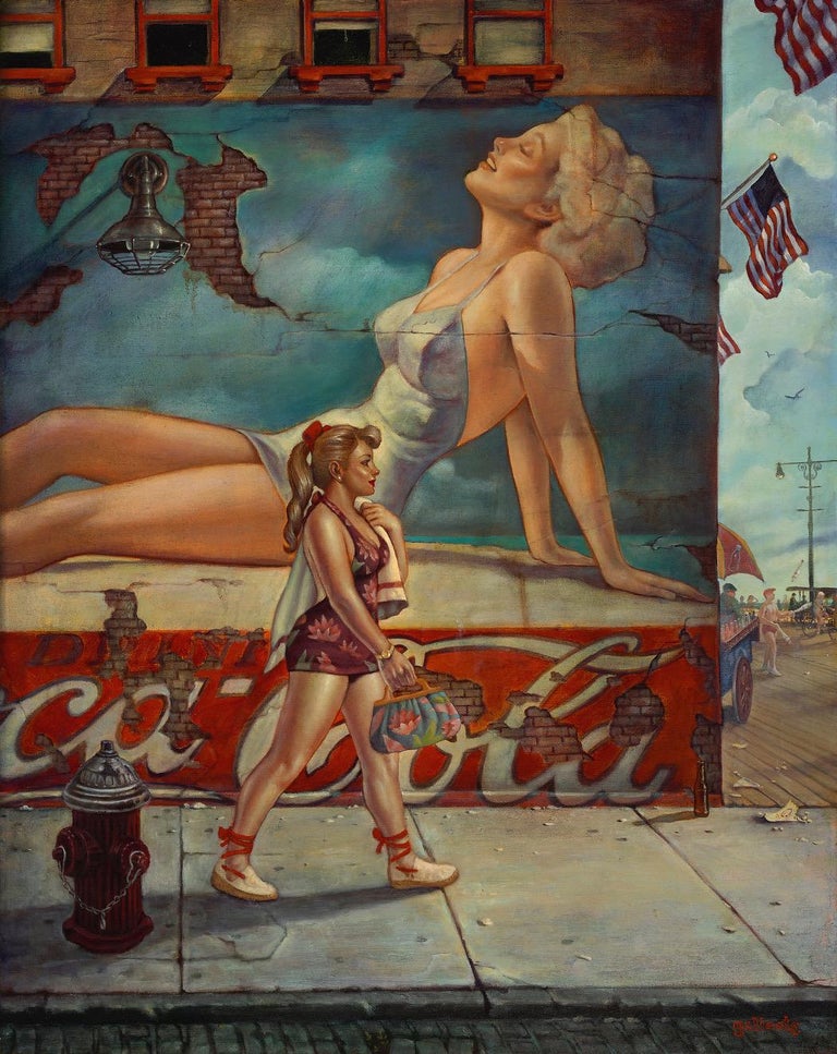 Boardwalk Beauty, Danny Galieote, Oil on Canvas, Pop Art, Americana-Figurative - Painting by Danny Galieote