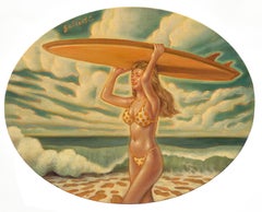 California Girl, Danny Galieote, Óleo sobre lienzo, Ocean Beach,  Americana Pop