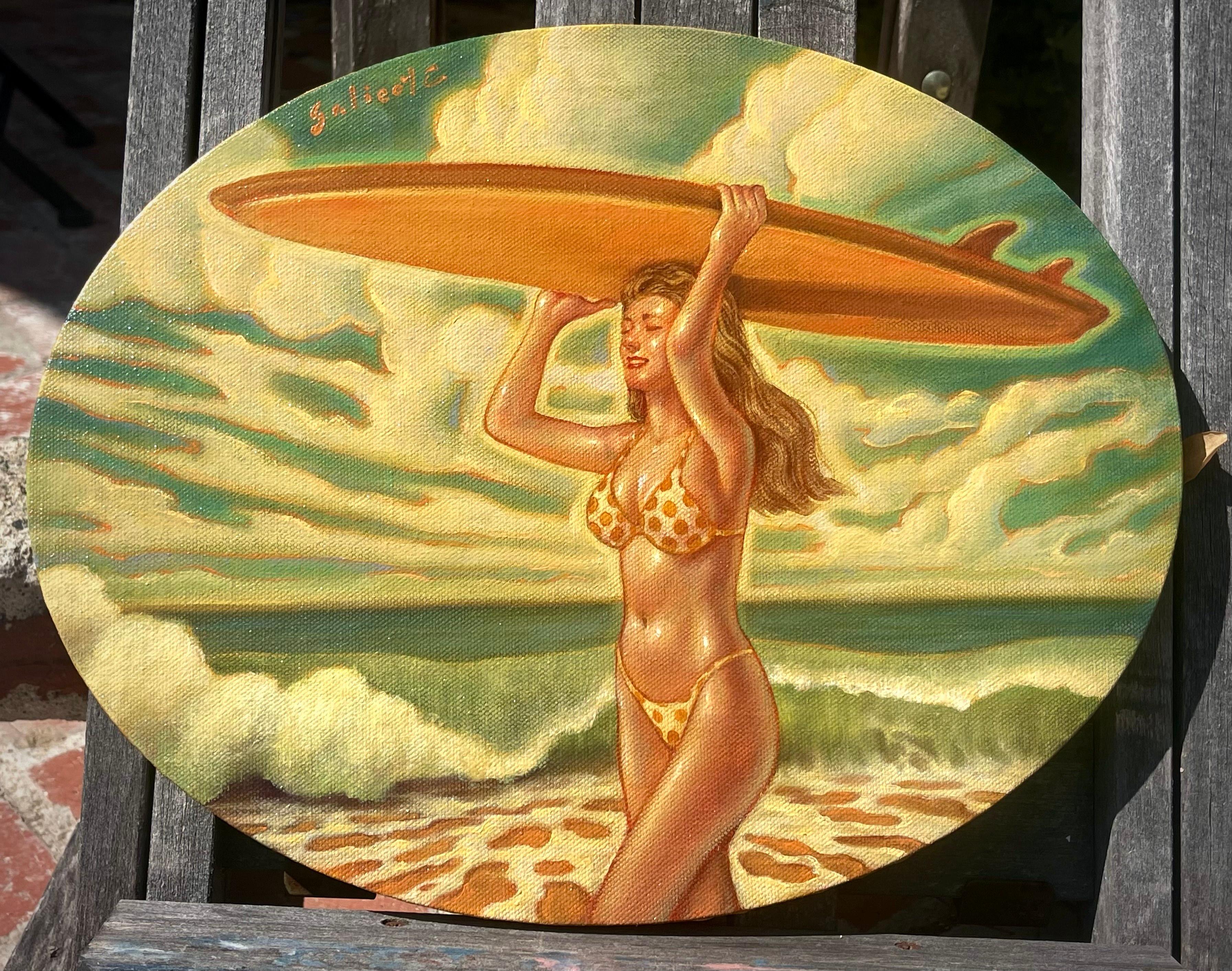 California Girl, Danny Galieote, Óleo sobre lienzo, Ocean Beach,  Americana Pop en venta 5