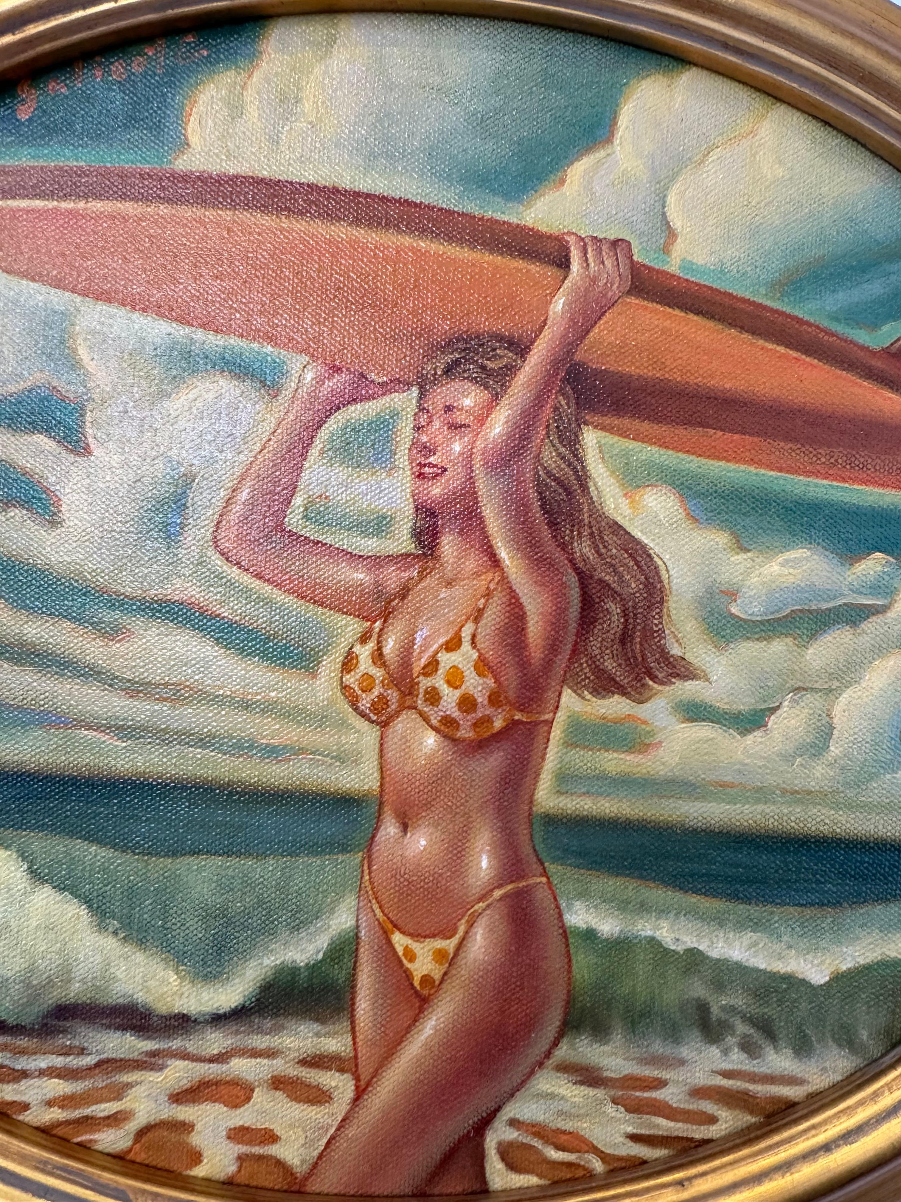 California Girl, Danny Galieote, Óleo sobre lienzo, Ocean Beach,  Americana Pop en venta 7