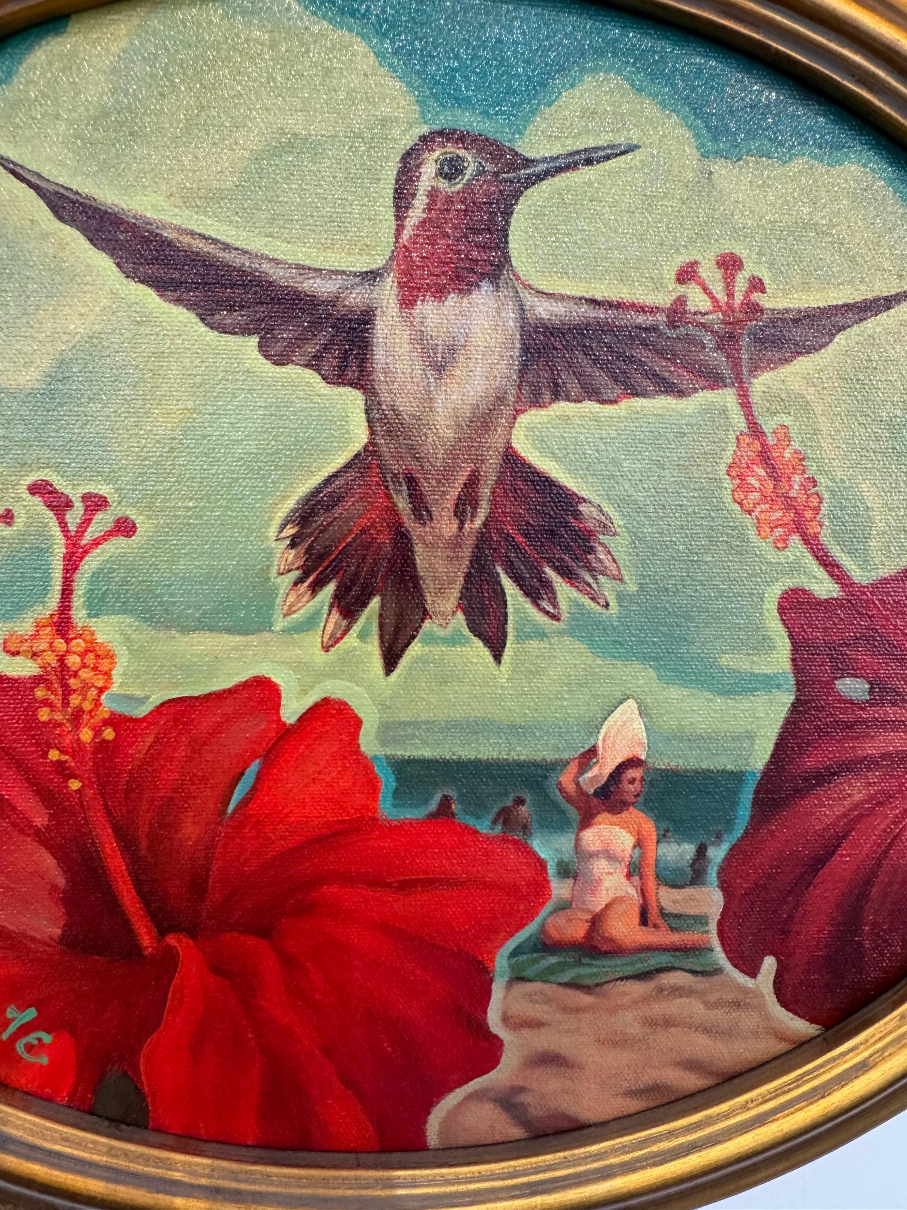 Bienvenue dans mon monde, Danny Galieote, huile sur toile, fleurs et oiseaux, Americana Pop en vente 5