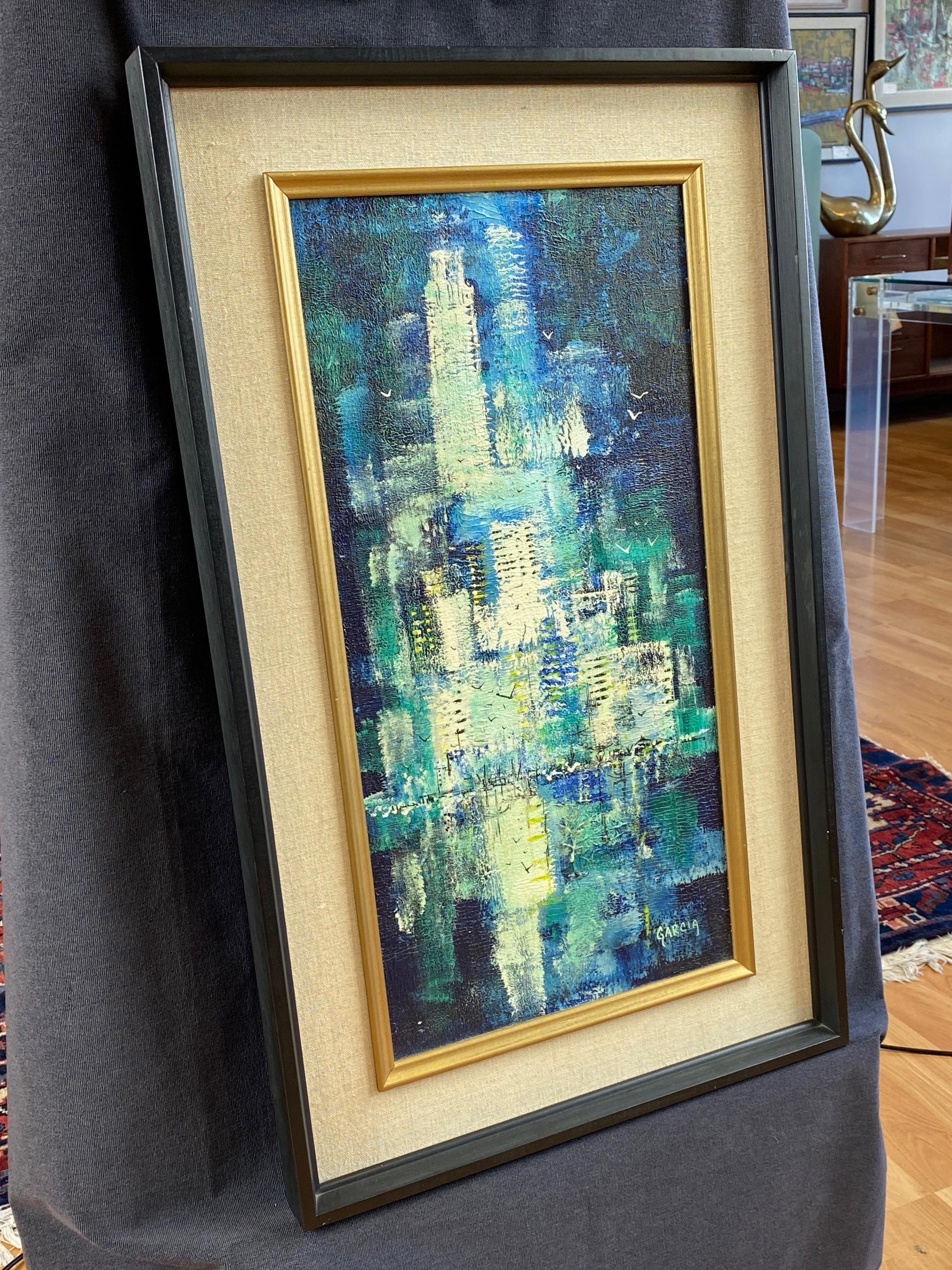 Mid-20th Century Danny Garcia “Telegraph Hill” #2022, Expressionist Mixed-Media Painting, 1968