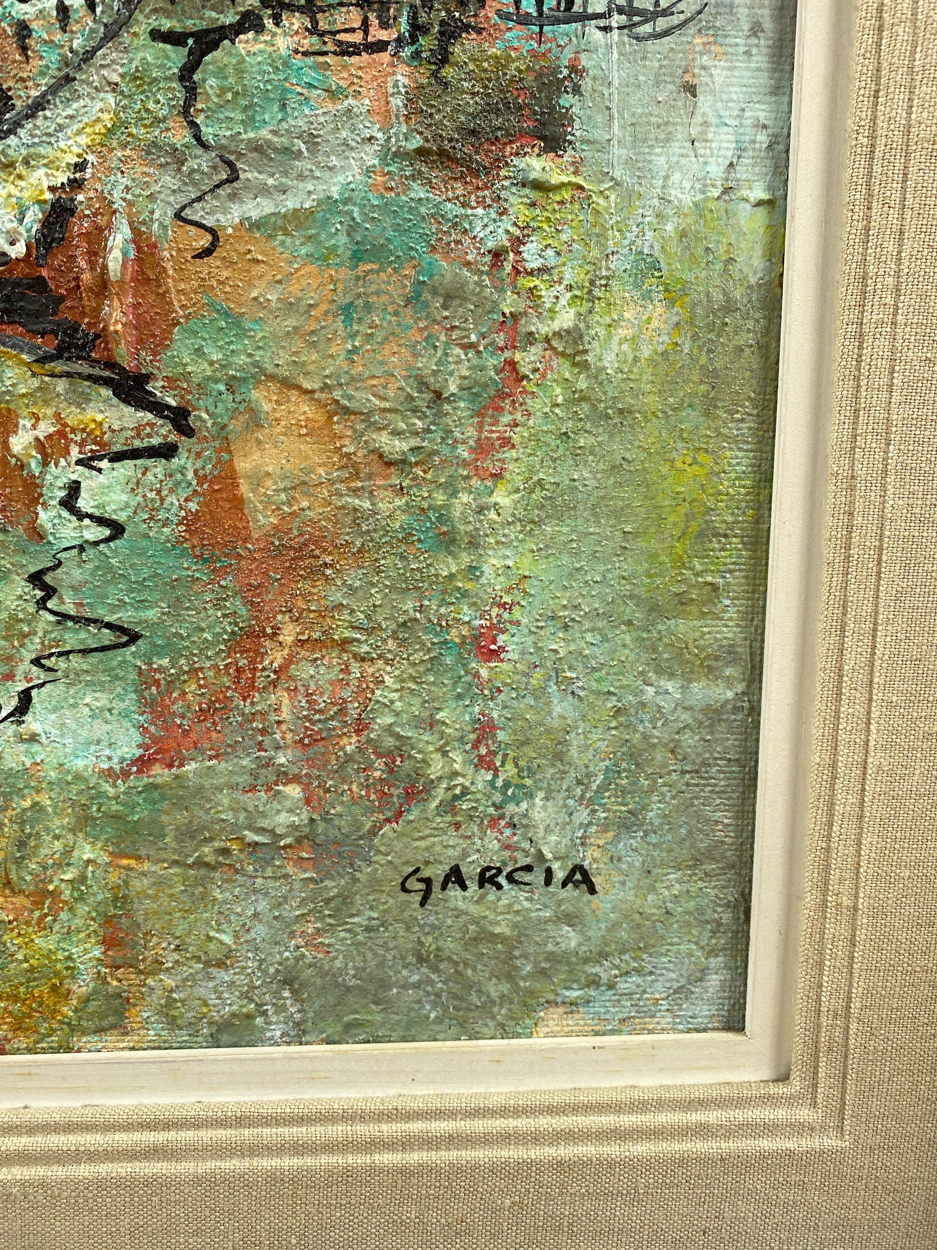 Danny Garcia “Docked Sailboats” #941, Large Expressionist Painting, 1965 In Good Condition In San Francisco, CA