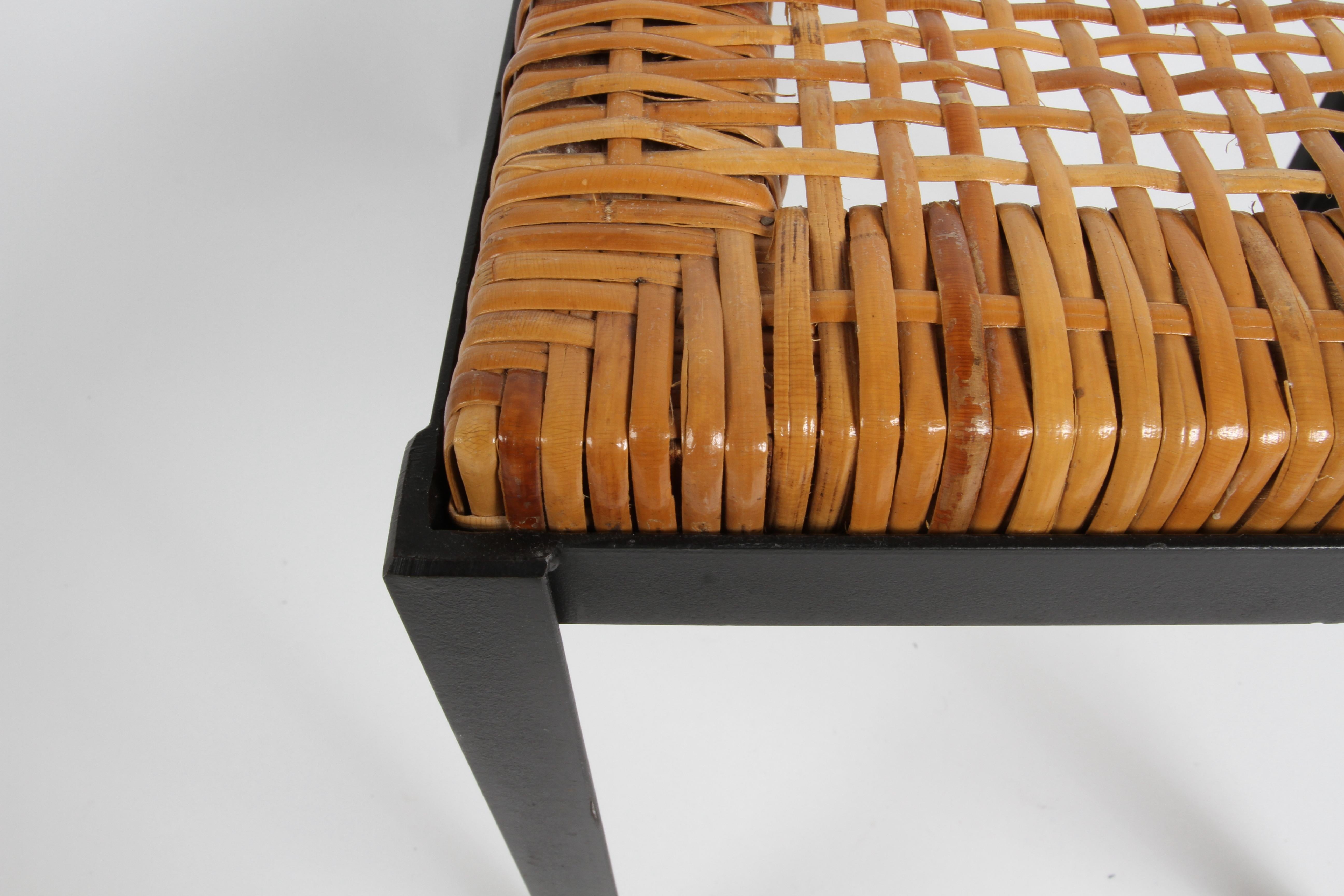 Danny Ho Fong 1960's MCM Black Iron & Natural Wicker Caned Stools or Side Tables  en vente 5