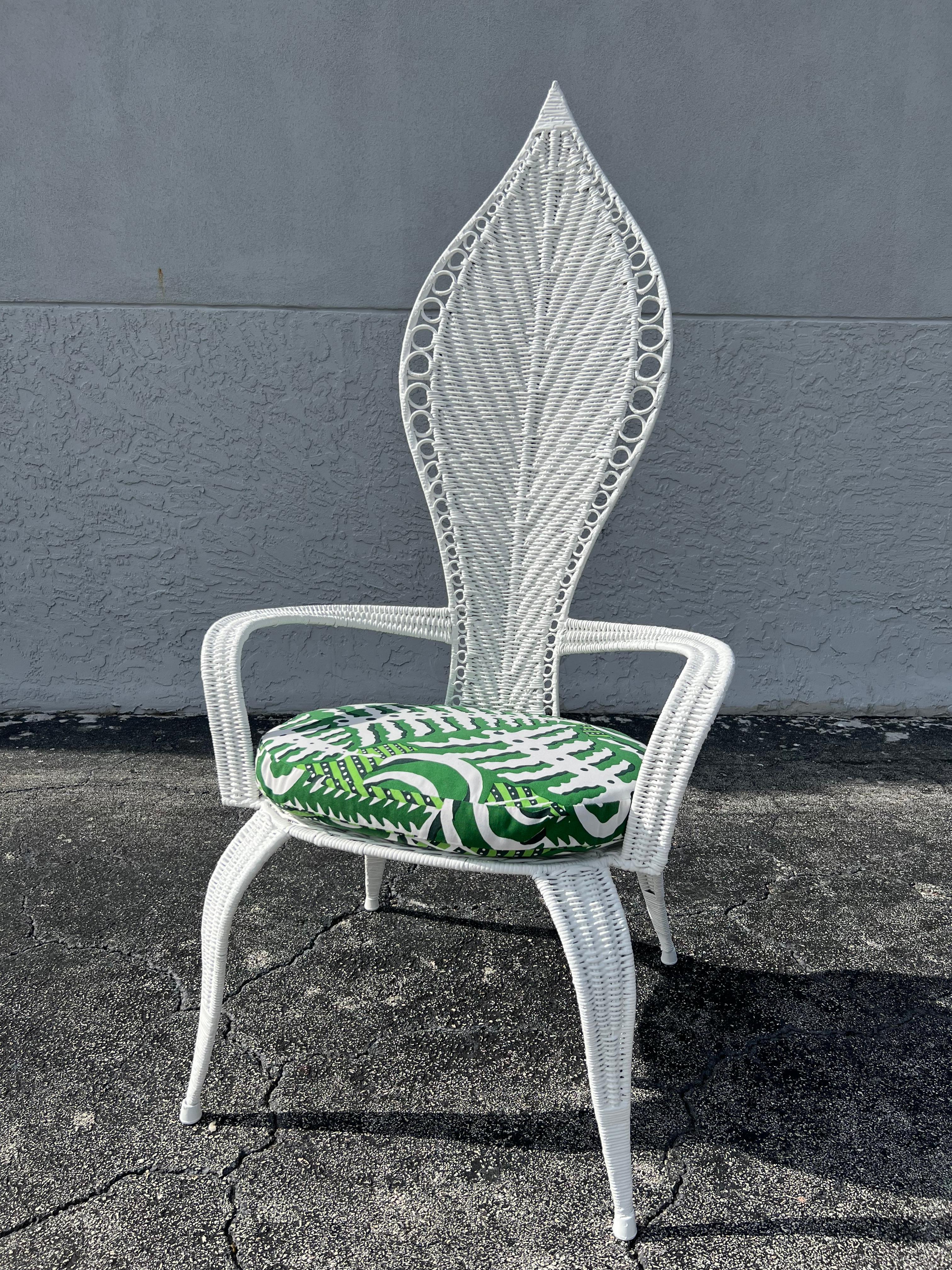 Danny Ho Fong Attributed Woven High Back Chairs, a Pair In Good Condition In West Palm Beach, FL