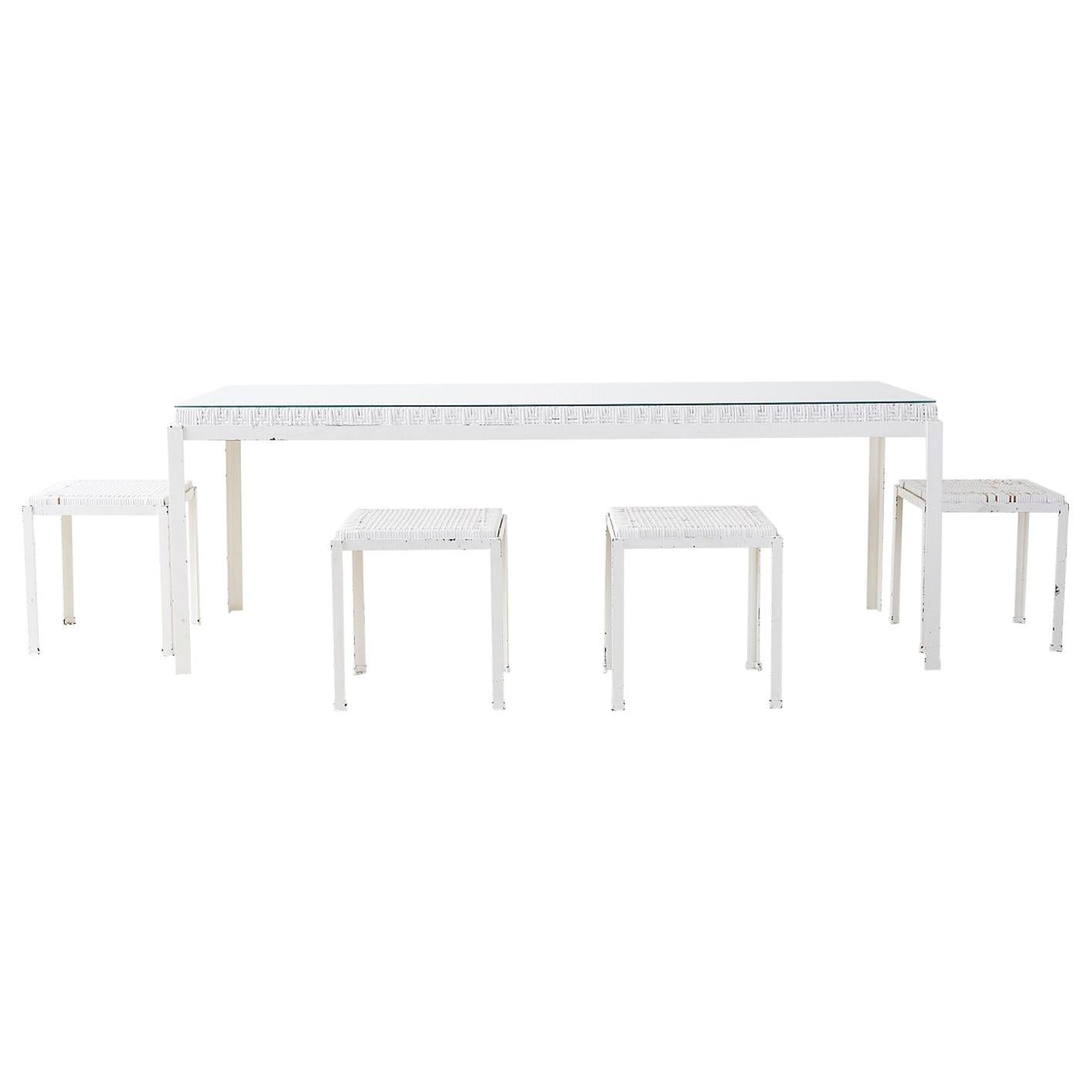 Danny Ho Fong California Modern Woven Cane Dining Table For Sale
