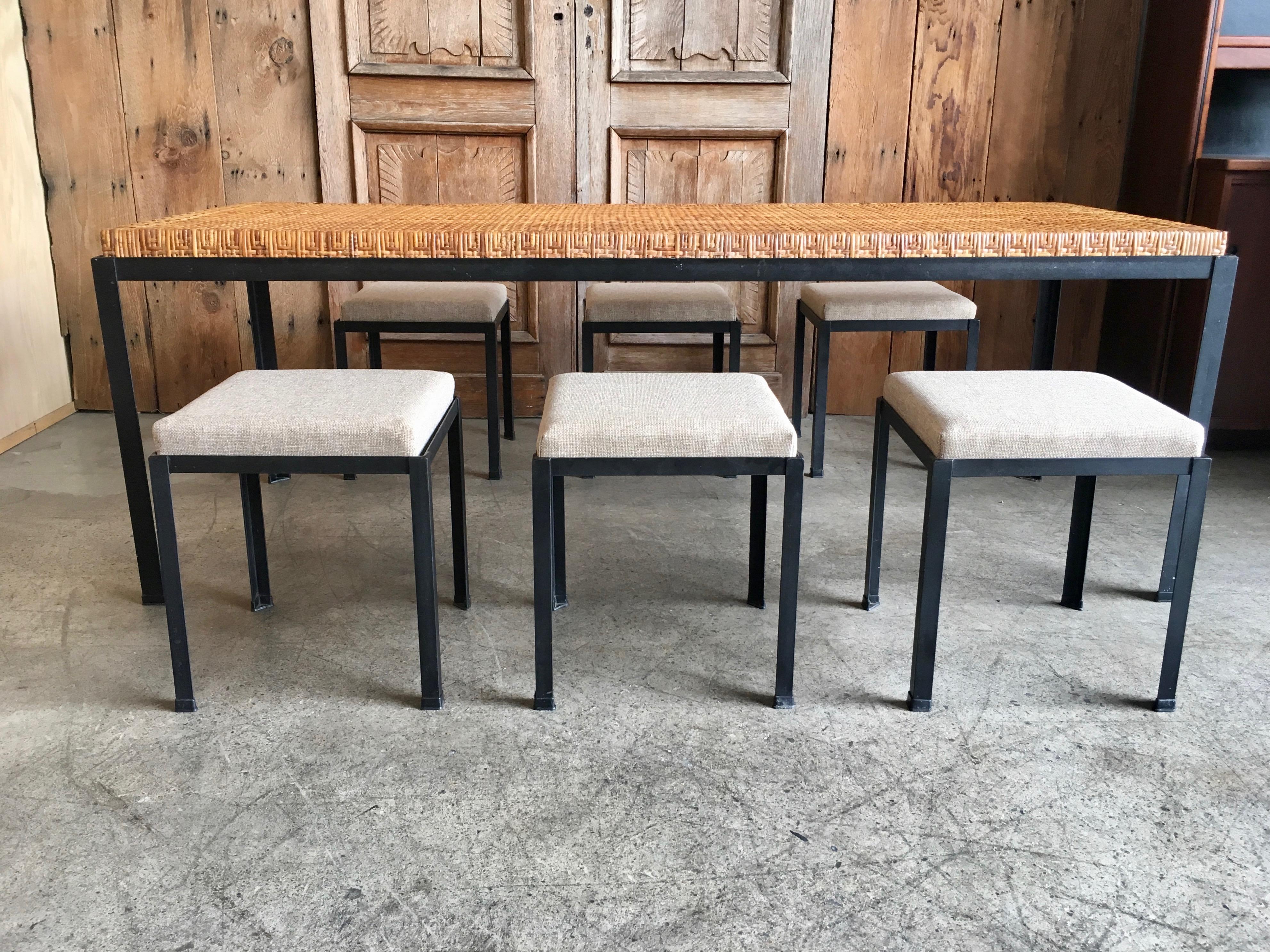 Danny Ho Fong Cane Top Table and Six Stools 5