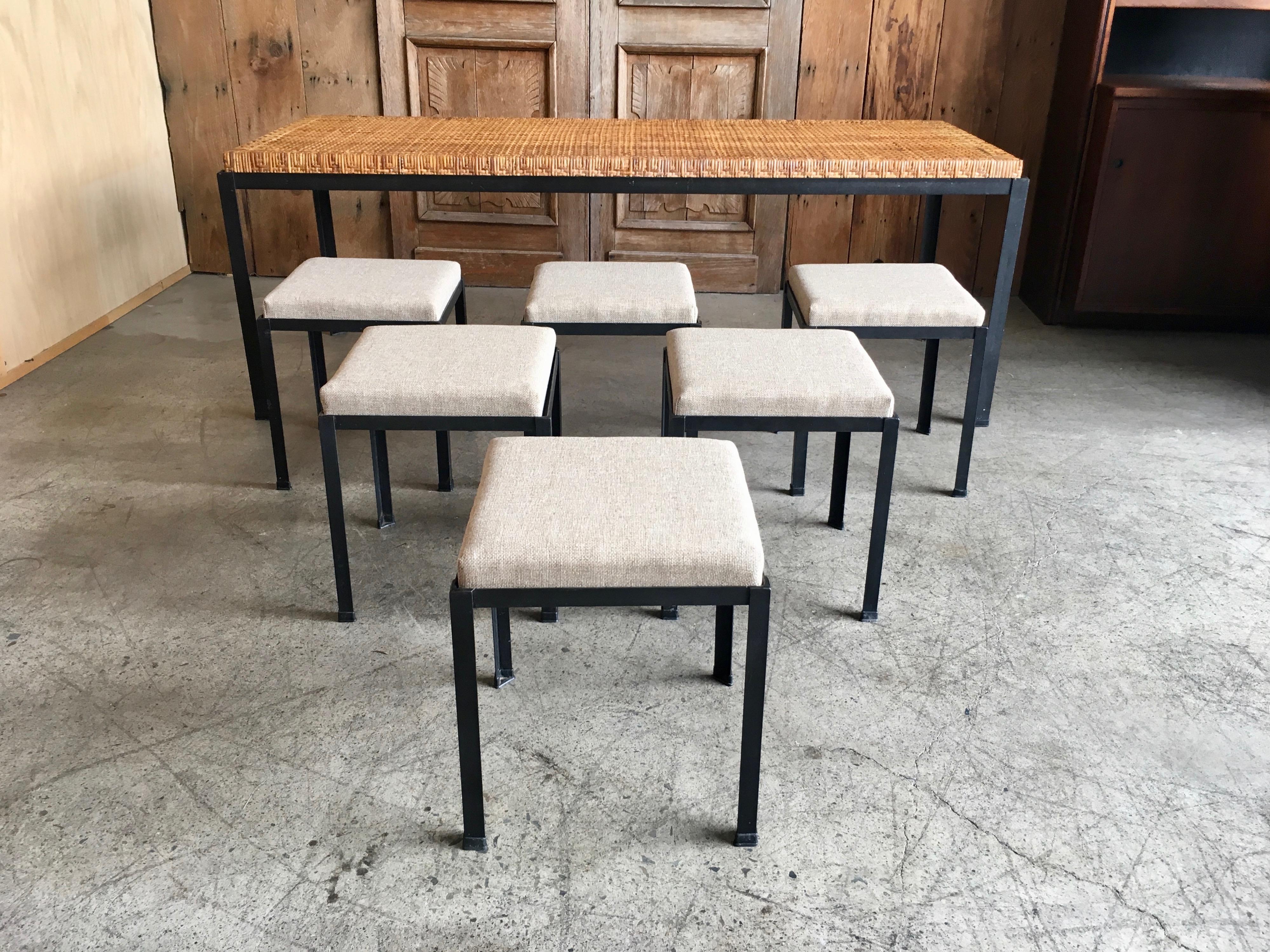 Danny Ho Fong Cane Top Table and Six Stools 2