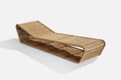 Chaise longue Danny Ho Fong, osier, acier, États-Unis, années 1960
