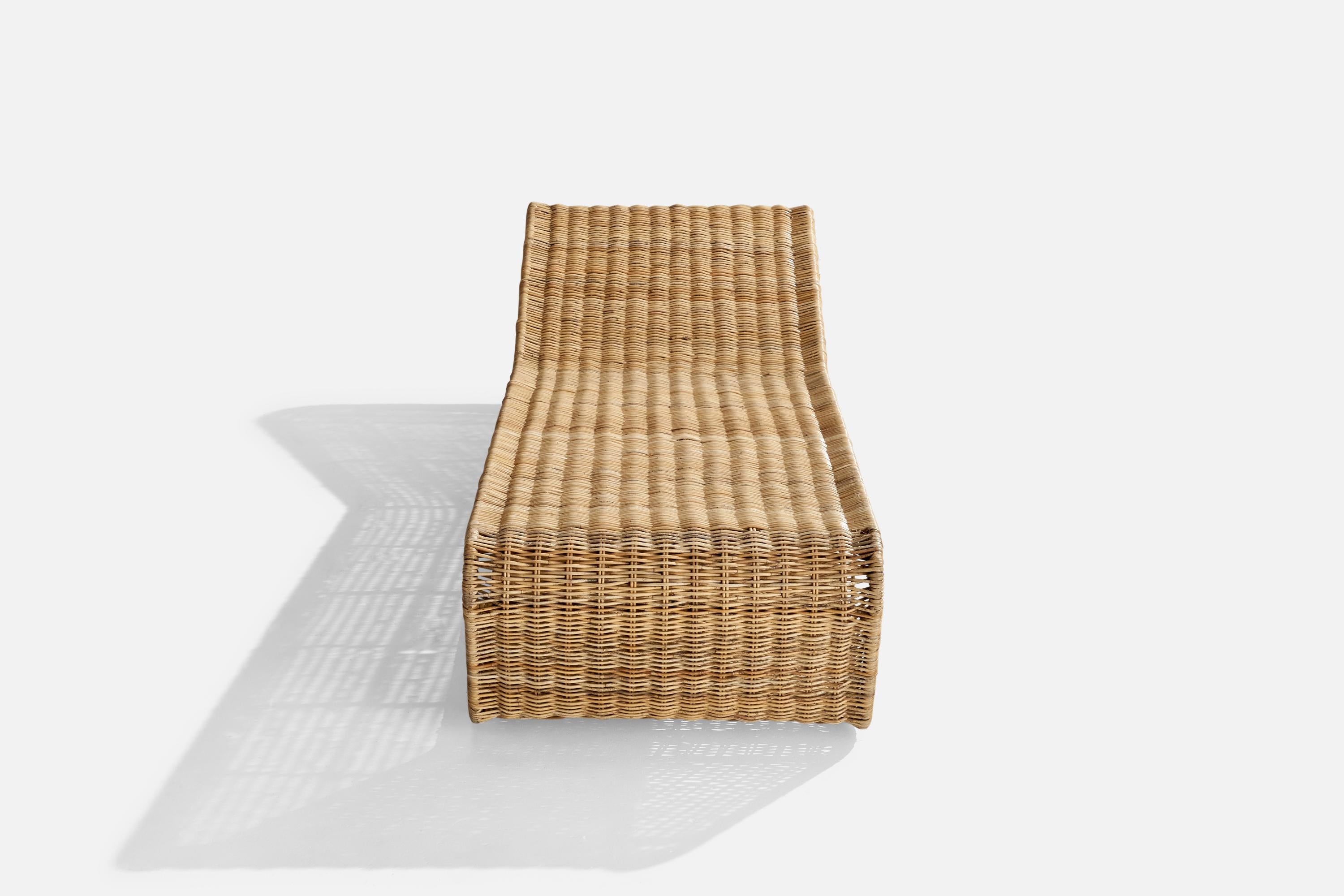 Danny Ho Fong, Chaise Longue, Mimbre, Acero, EEUU, Años 60 Moderno de mediados de siglo en venta