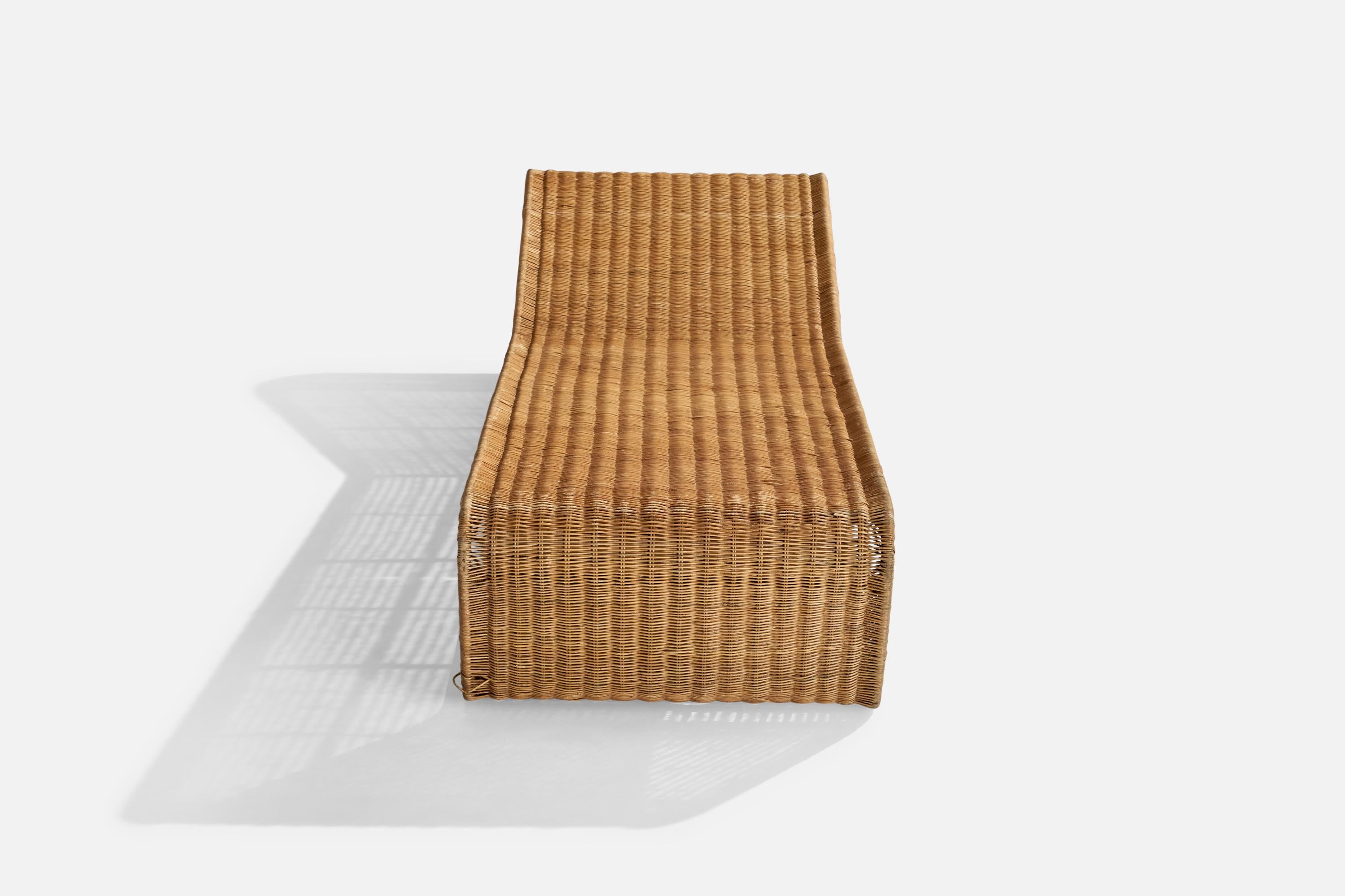Danny Ho Fong, Chaise Longue, Mimbre, Acero, EEUU, Años 60 Estadounidense en venta