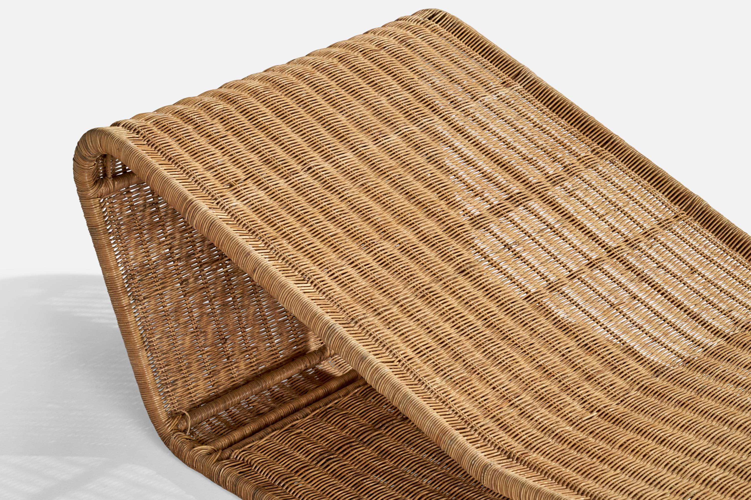 Danny Ho Fong, Chaise Longue, Mimbre, Acero, EEUU, Años 60 en venta 1