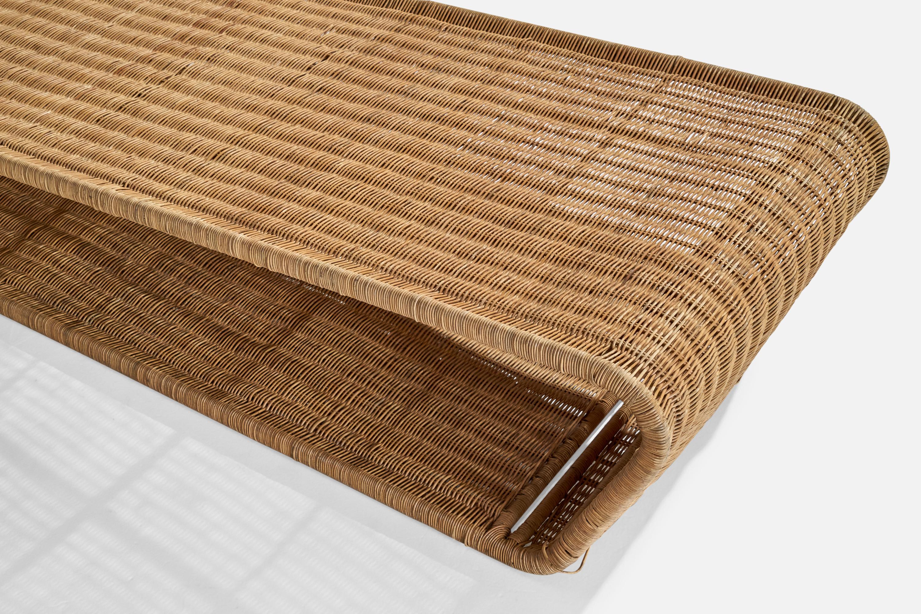 Danny Ho Fong, Chaise Longue, Mimbre, Acero, EEUU, Años 60 en venta 2