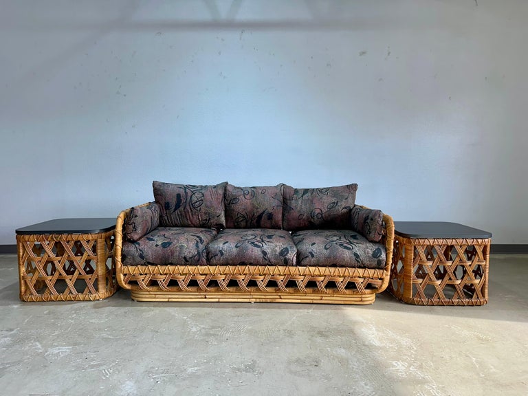 Danny Ho Fong Tropi-cal ラタン　01 1970s Danny Ho Fong for Tropi-Cal Basket Weave Rattan Sofa | Chairish