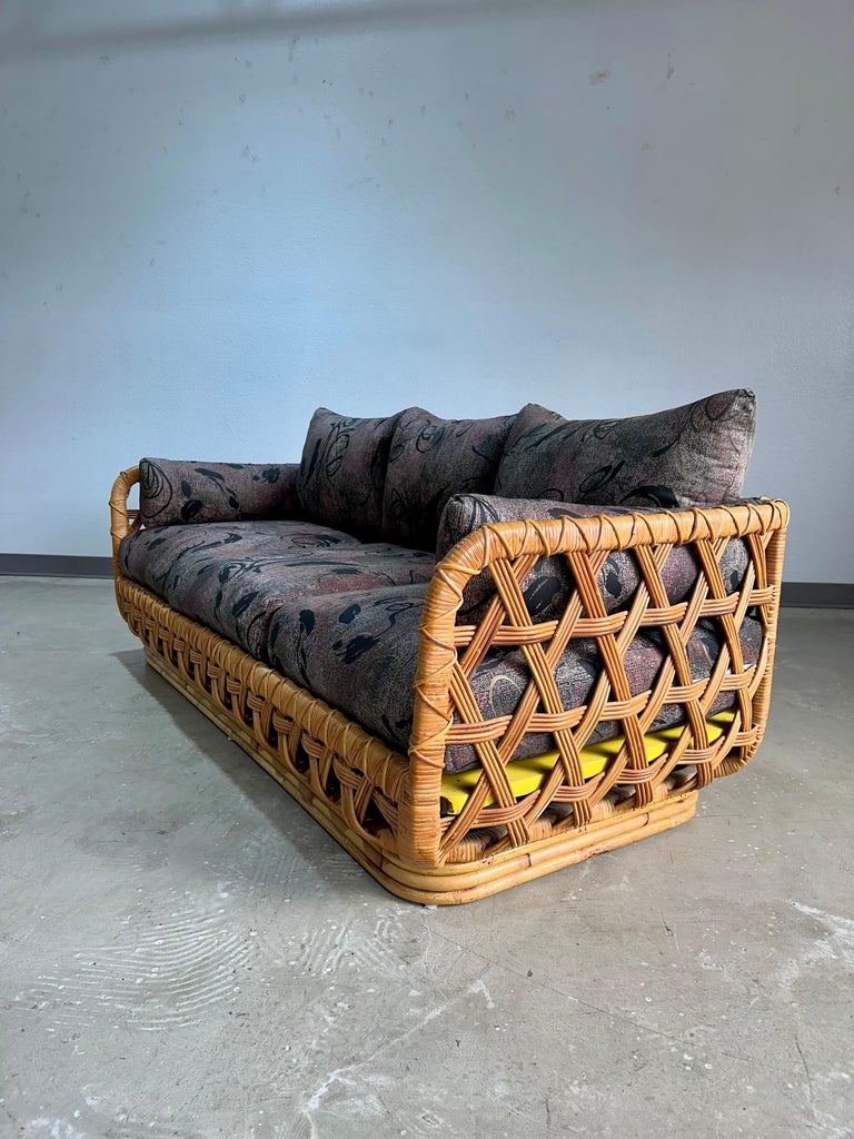 Danny Ho Fong for Tropi-Cal Basket Weave Rattan Sofa at 1stDibs