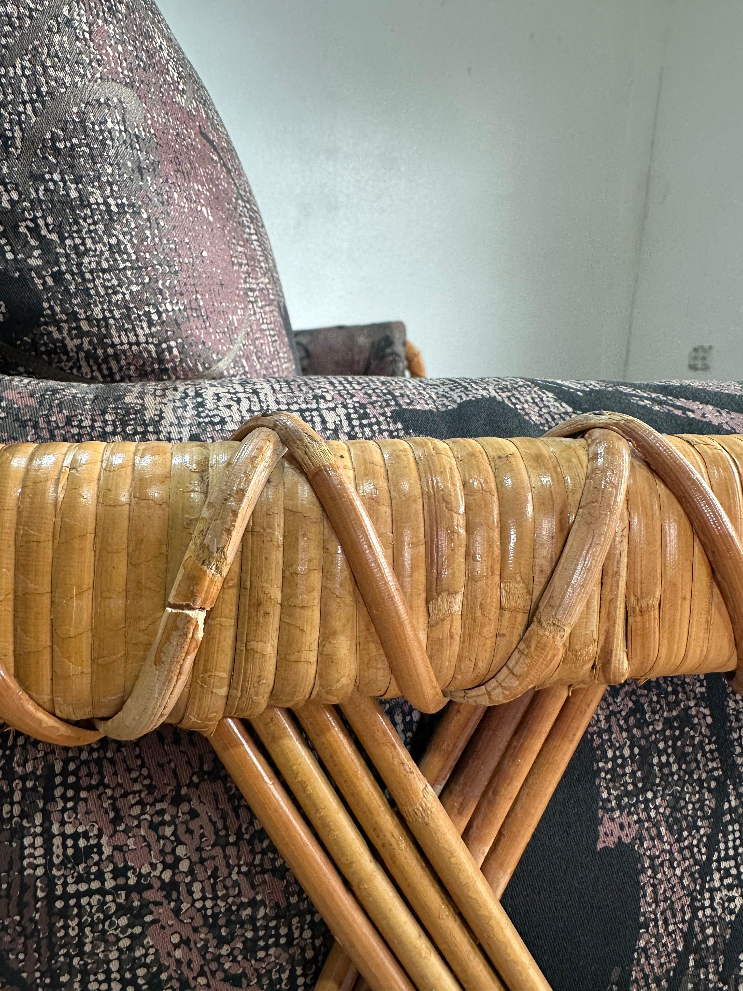 Tessuto Danny Ho Fong per Tropi-cal Divano in rattan con trama a cesto in vendita