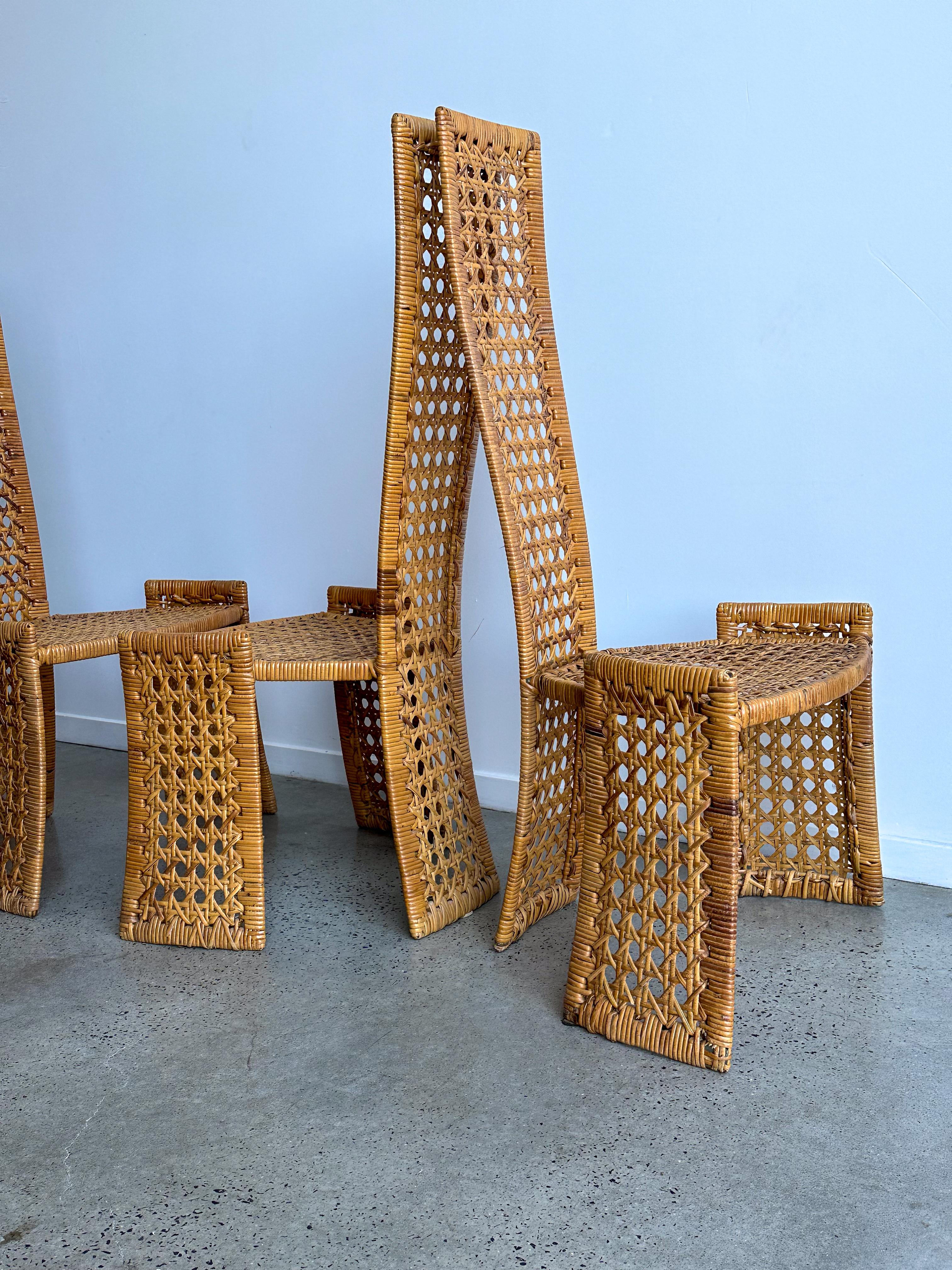 italien Ensemble de six chaises en rotin Danny Ho Fong pour Tropi-cal  en vente