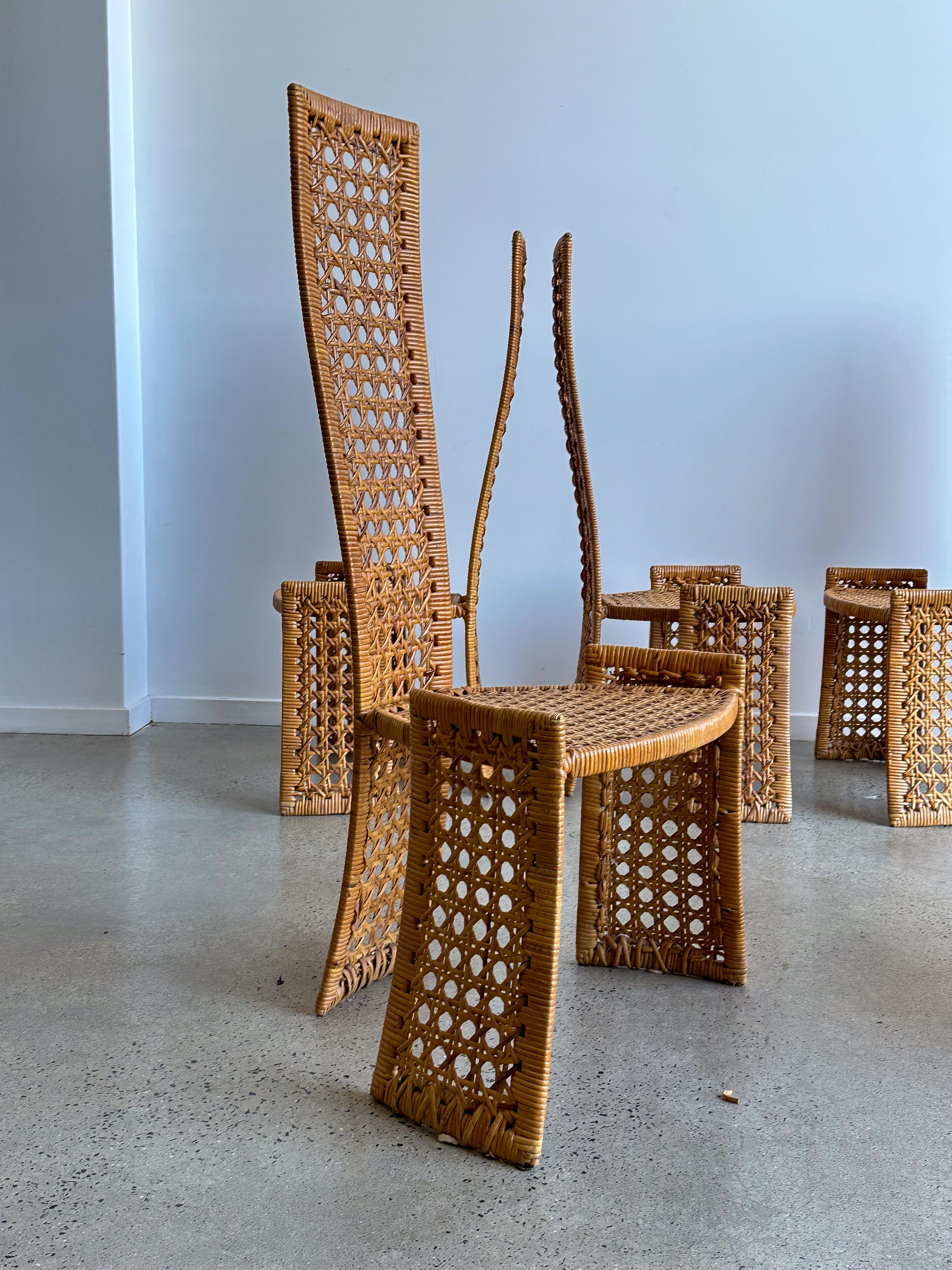 Danny Ho Fong for Tropi-cal Set of Six Rattan Chairs  In Good Condition For Sale In Byron Bay, NSW