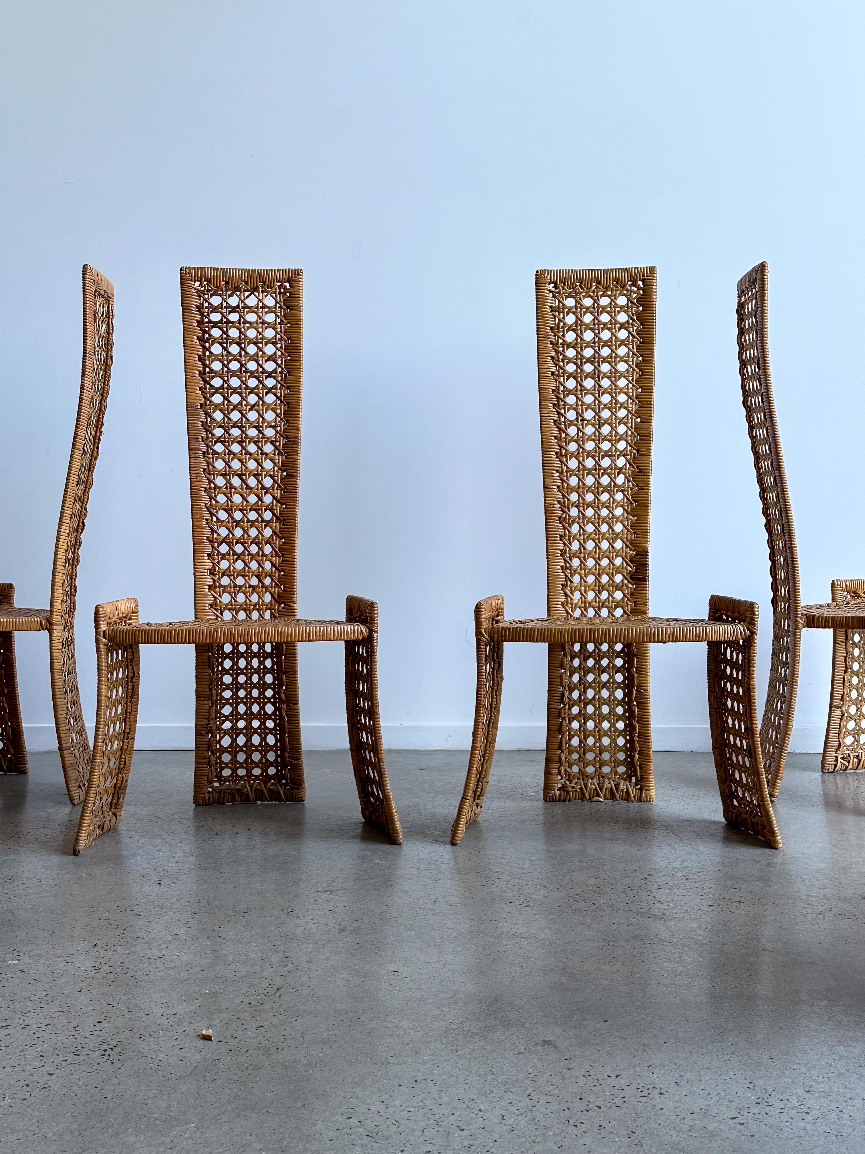 Fin du 20e siècle Ensemble de six chaises en rotin Danny Ho Fong pour Tropi-cal  en vente
