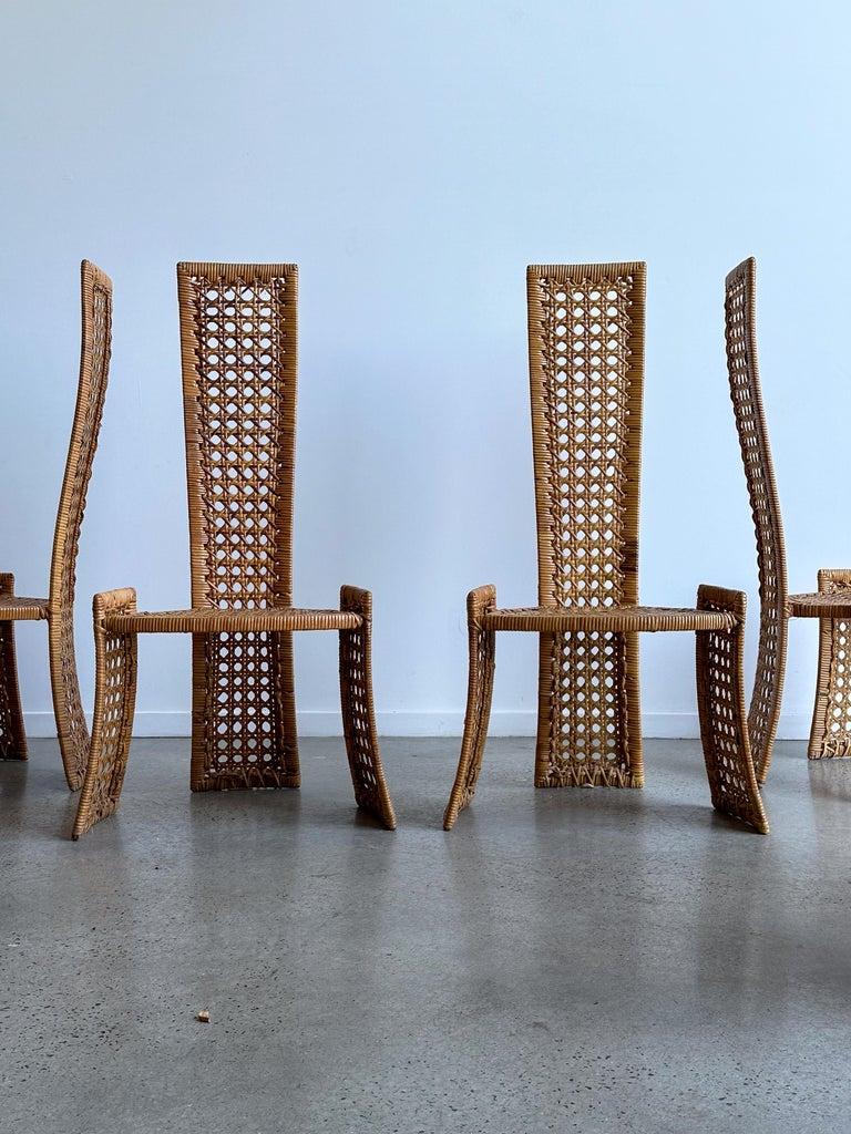 Fine XX secolo Danny Ho Fong per Tropi-cal Set di sei sedie in rattan in vendita
