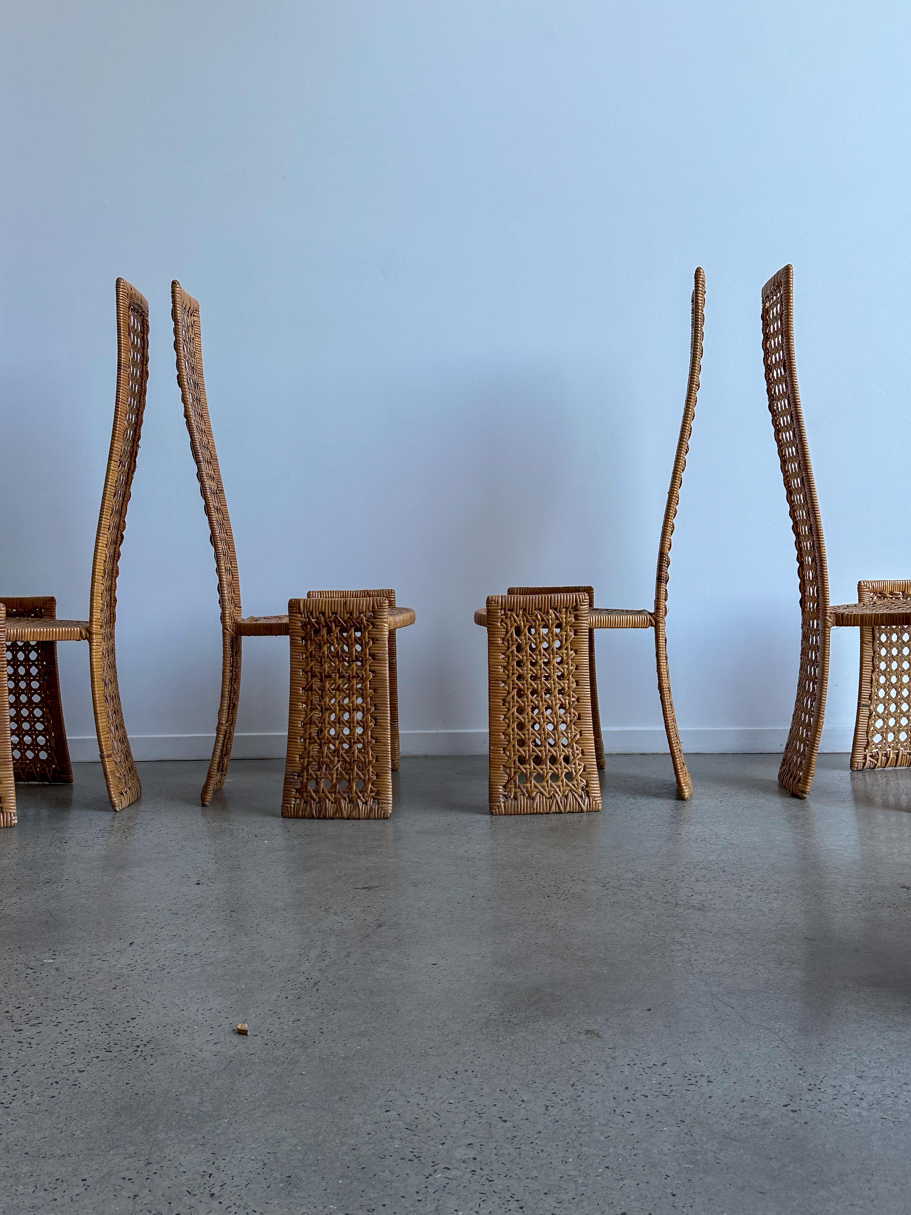 Metal Danny Ho Fong for Tropi-cal Set of Six Rattan Chairs  For Sale